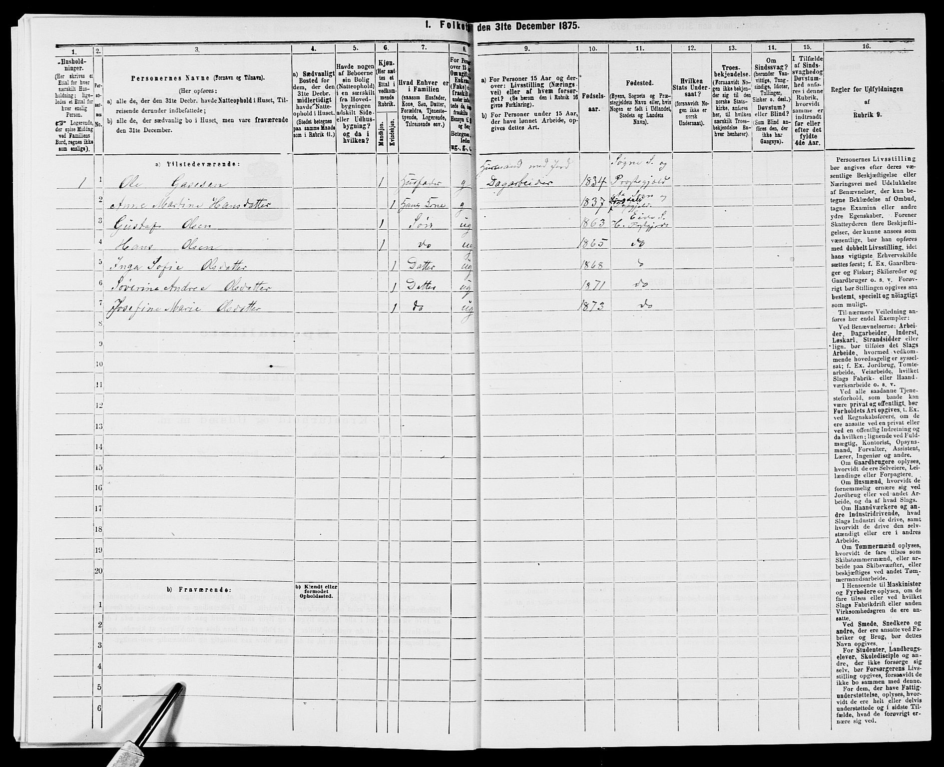 SAK, 1875 census for 0924P Homedal, 1875, p. 26