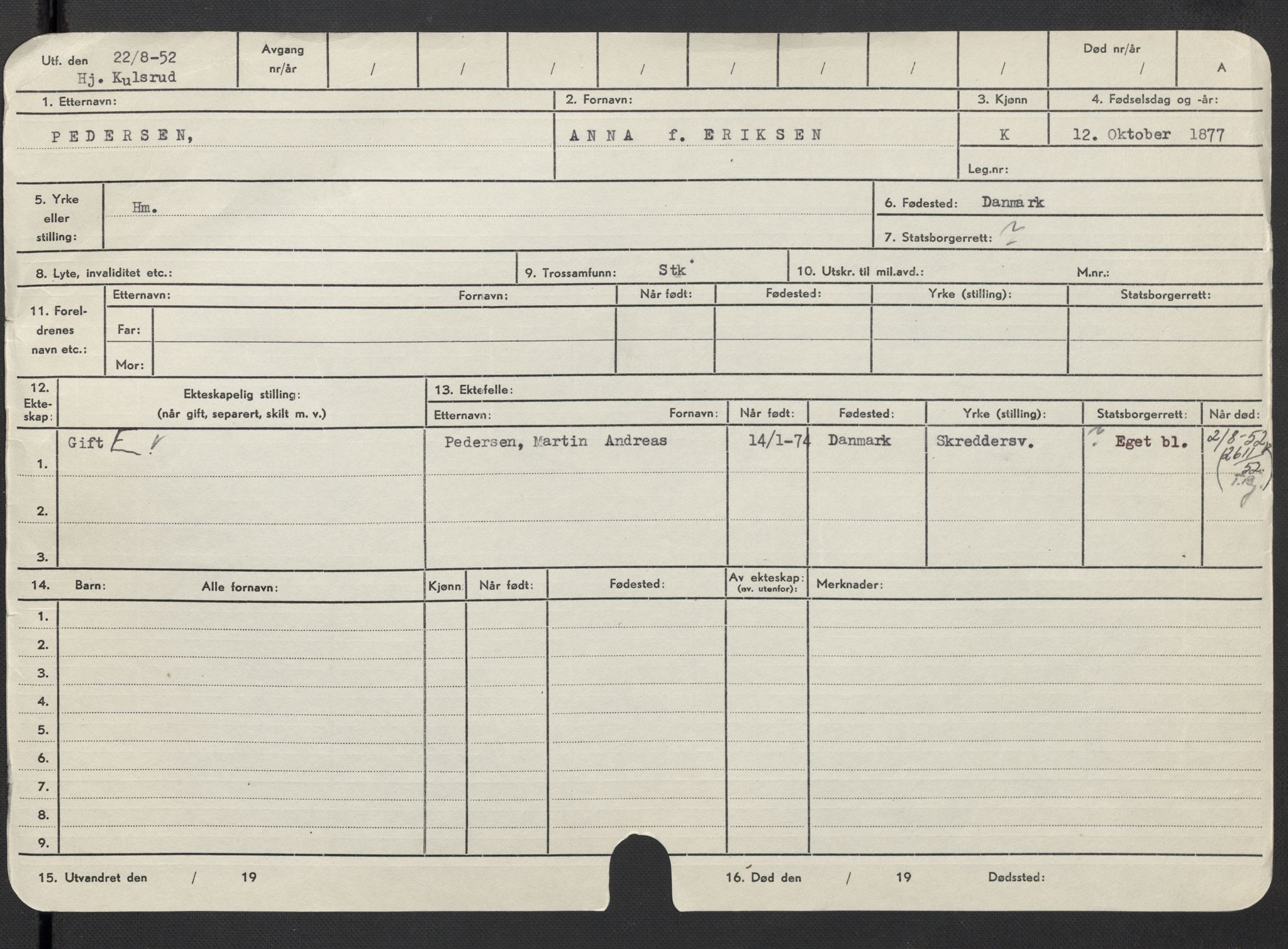 Oslo folkeregister, Registerkort, AV/SAO-A-11715/F/Fa/Fac/L0022: Kvinner, 1906-1914, p. 632b