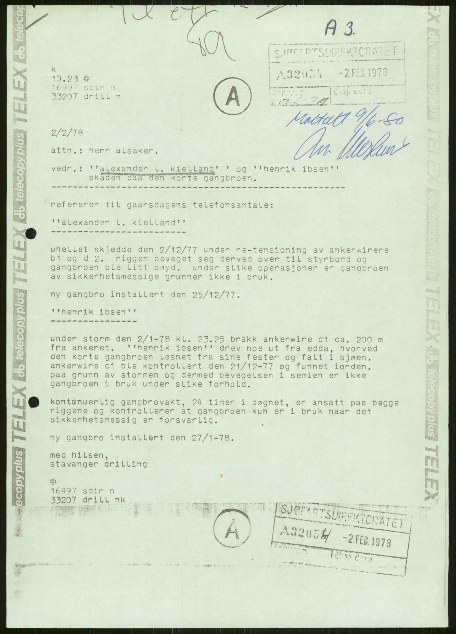 Justisdepartementet, Granskningskommisjonen ved Alexander Kielland-ulykken 27.3.1980, AV/RA-S-1165/D/L0006: A Alexander L. Kielland (Doku.liste + A3-A6, A11-A13, A18-A20-A21, A23, A31 av 31)/Dykkerjournaler, 1980-1981, p. 5