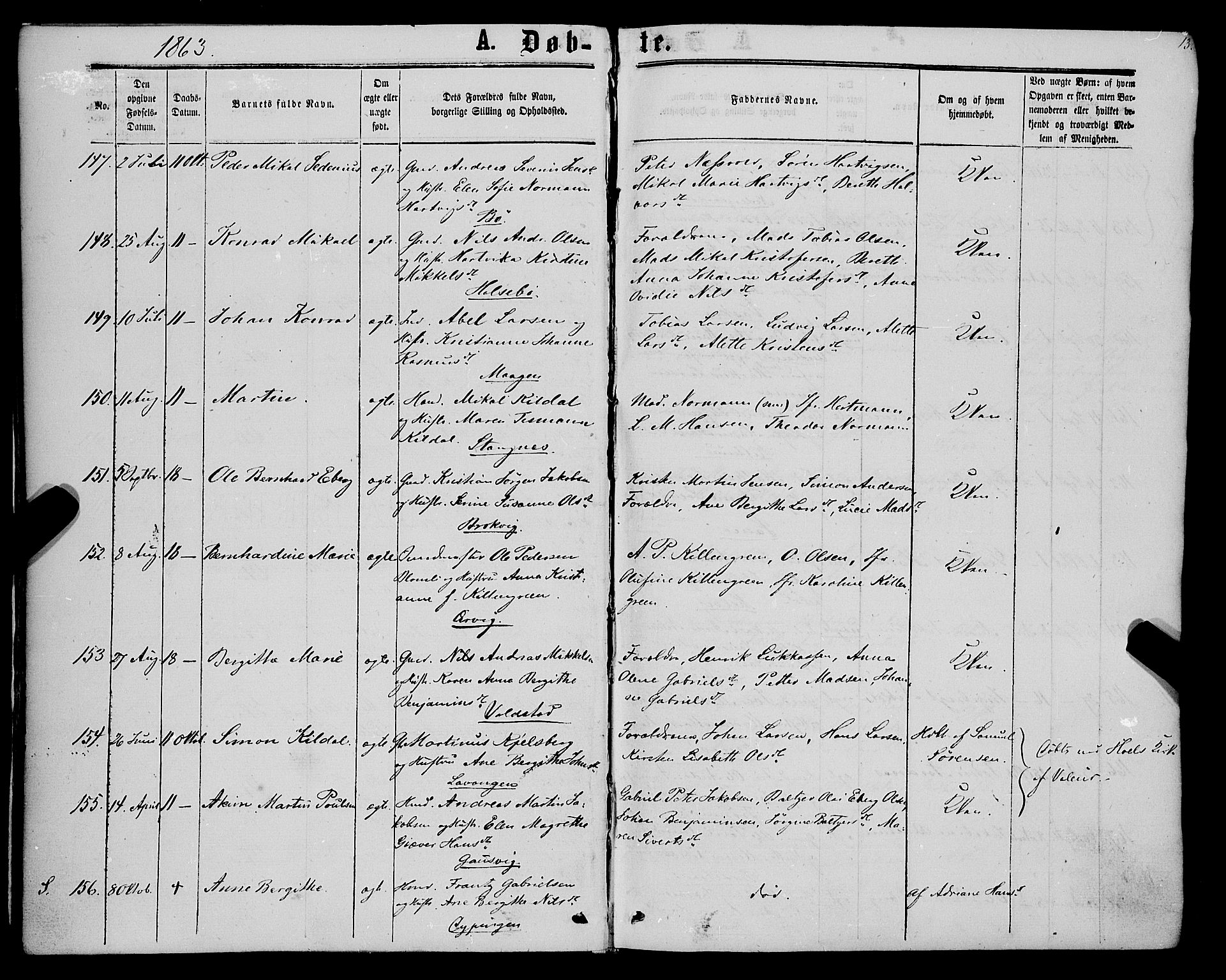 Trondenes sokneprestkontor, AV/SATØ-S-1319/H/Ha/L0012kirke: Parish register (official) no. 12, 1863-1870, p. 13