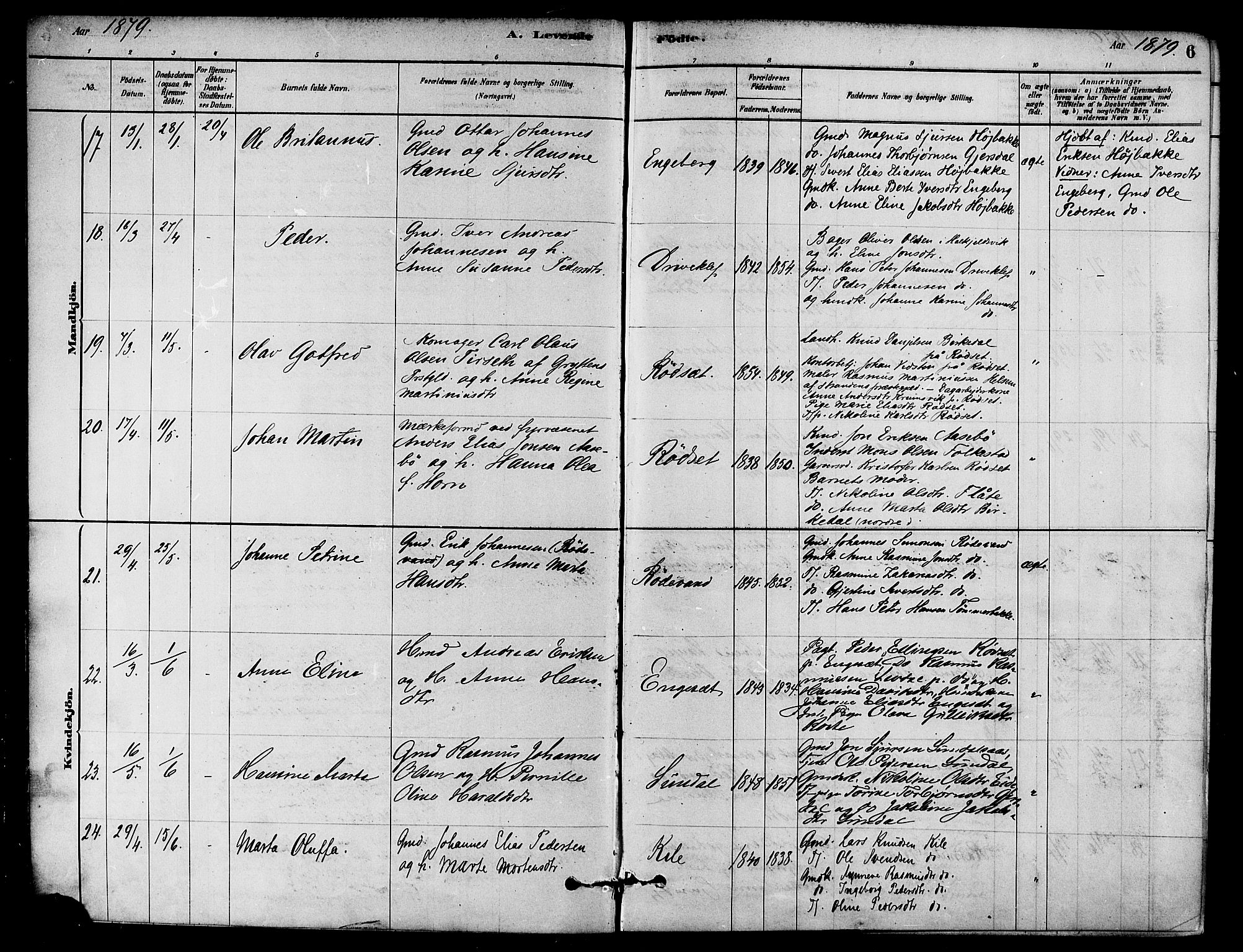 Ministerialprotokoller, klokkerbøker og fødselsregistre - Møre og Romsdal, AV/SAT-A-1454/511/L0141: Parish register (official) no. 511A08, 1878-1890, p. 6