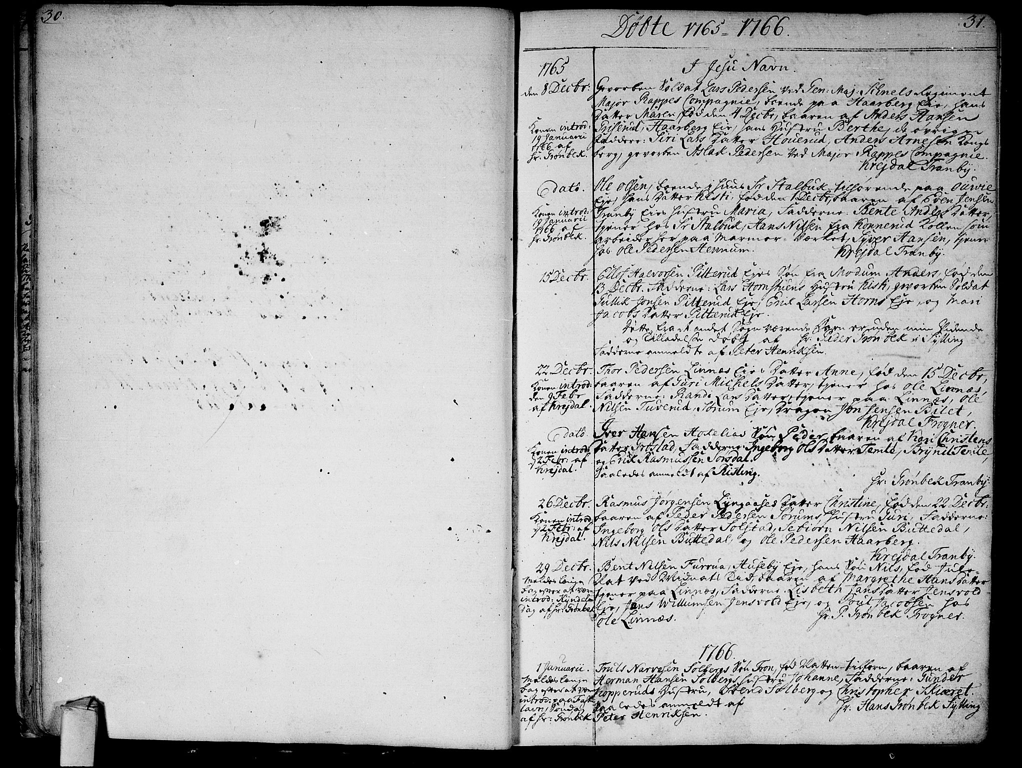 Lier kirkebøker, SAKO/A-230/F/Fa/L0005: Parish register (official) no. I 5, 1764-1777, p. 30-31