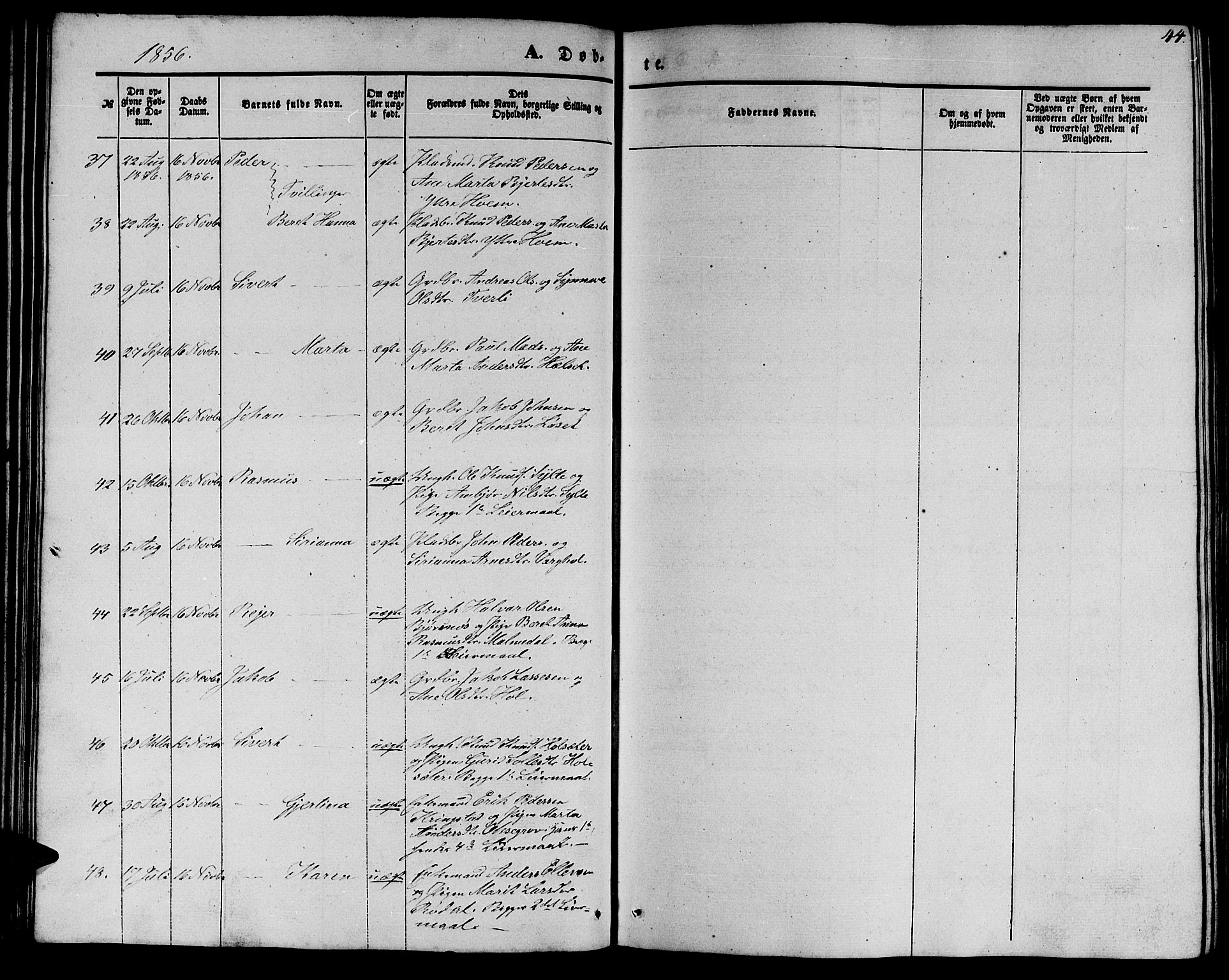 Ministerialprotokoller, klokkerbøker og fødselsregistre - Møre og Romsdal, AV/SAT-A-1454/565/L0753: Parish register (copy) no. 565C02, 1845-1870, p. 44