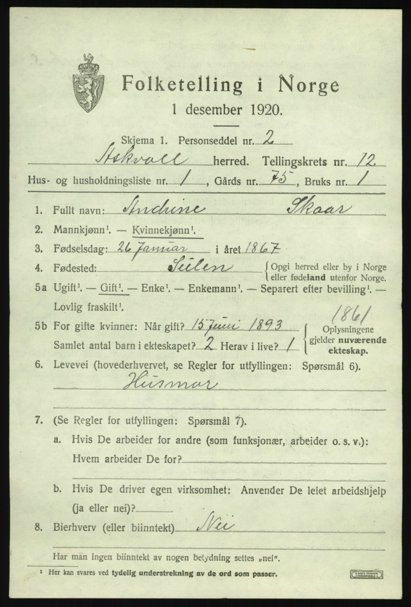 SAB, 1920 census for Askvoll, 1920, p. 4664