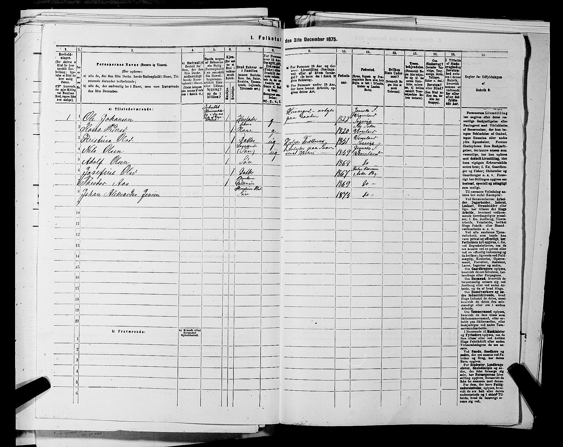 RA, 1875 census for 0220P Asker, 1875, p. 1650