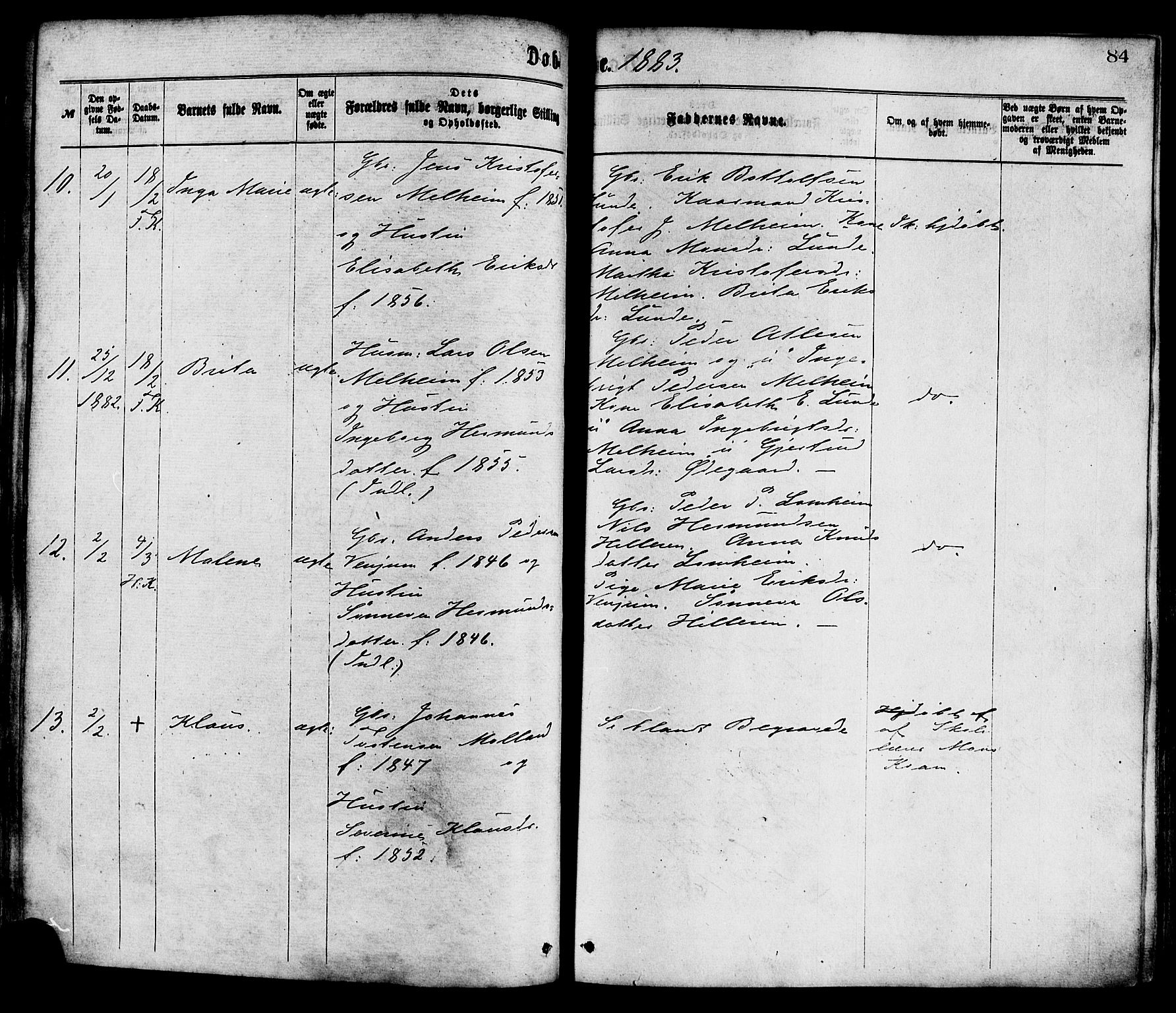 Hafslo sokneprestembete, AV/SAB-A-80301/H/Haa/Haaa/L0011: Parish register (official) no. A 11, 1873-1886, p. 84