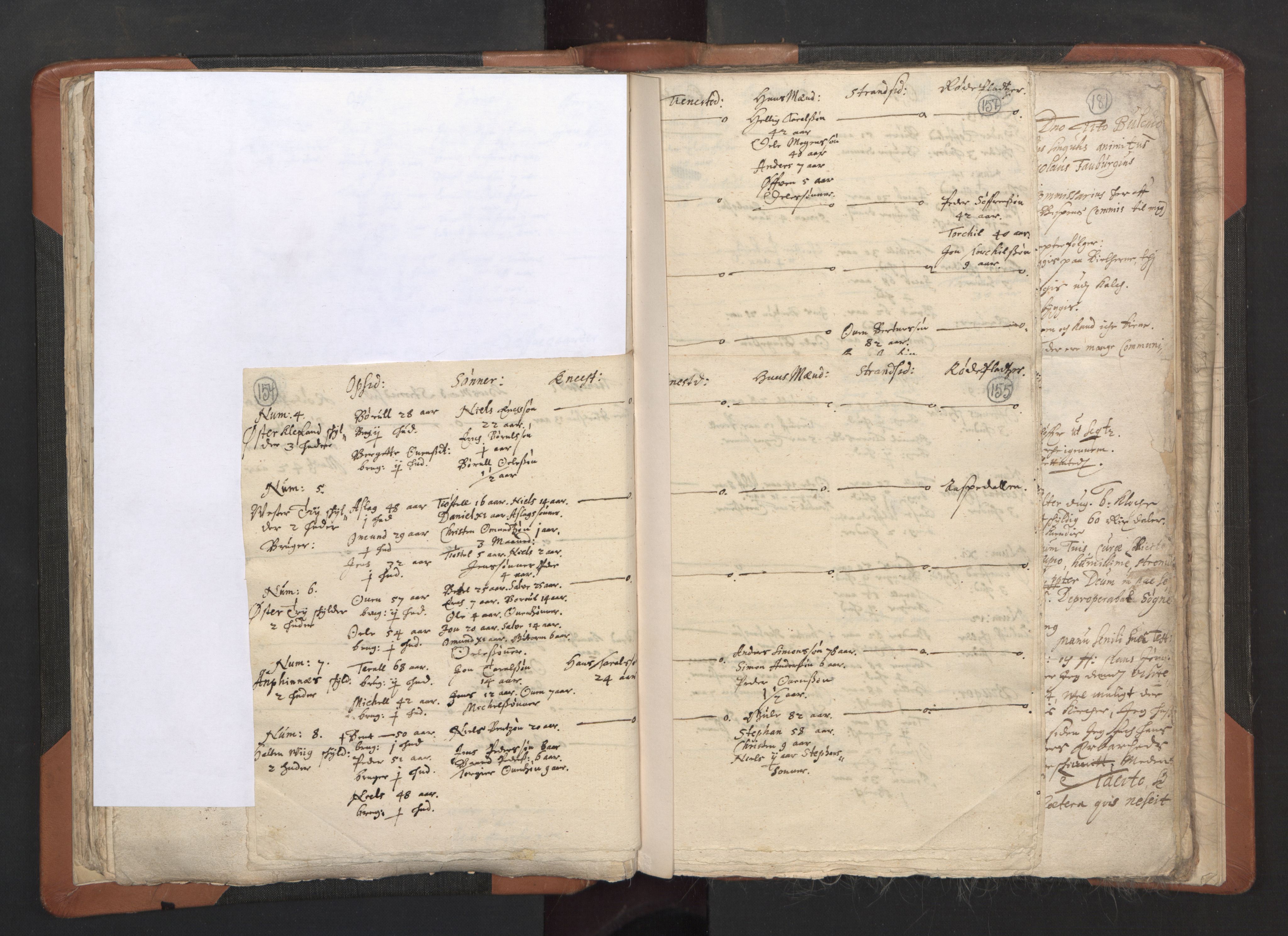 RA, Vicar's Census 1664-1666, no. 15: Mandal deanery, 1664-1666, p. 154-155