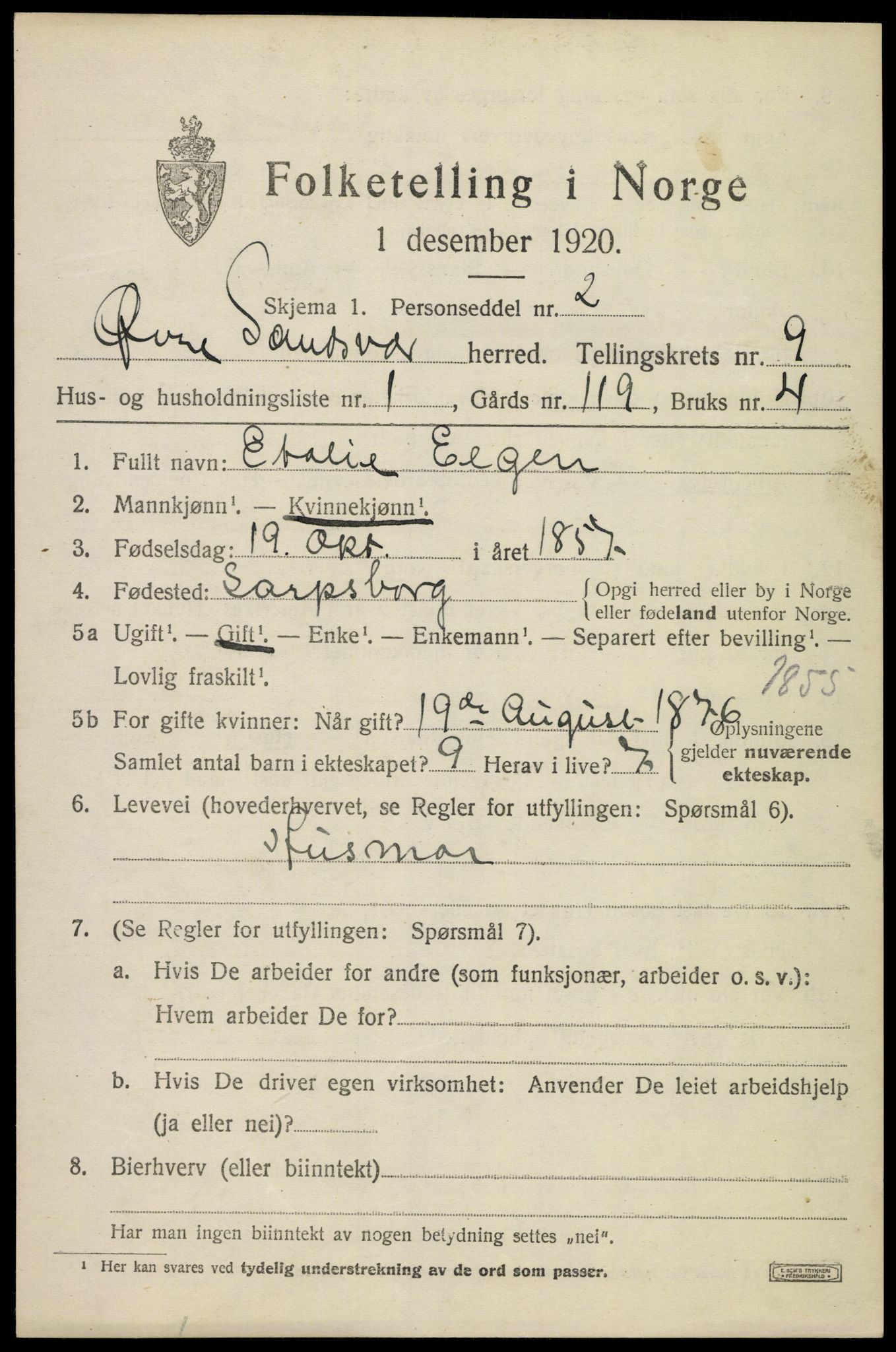 SAKO, 1920 census for Øvre Sandsvær, 1920, p. 4692