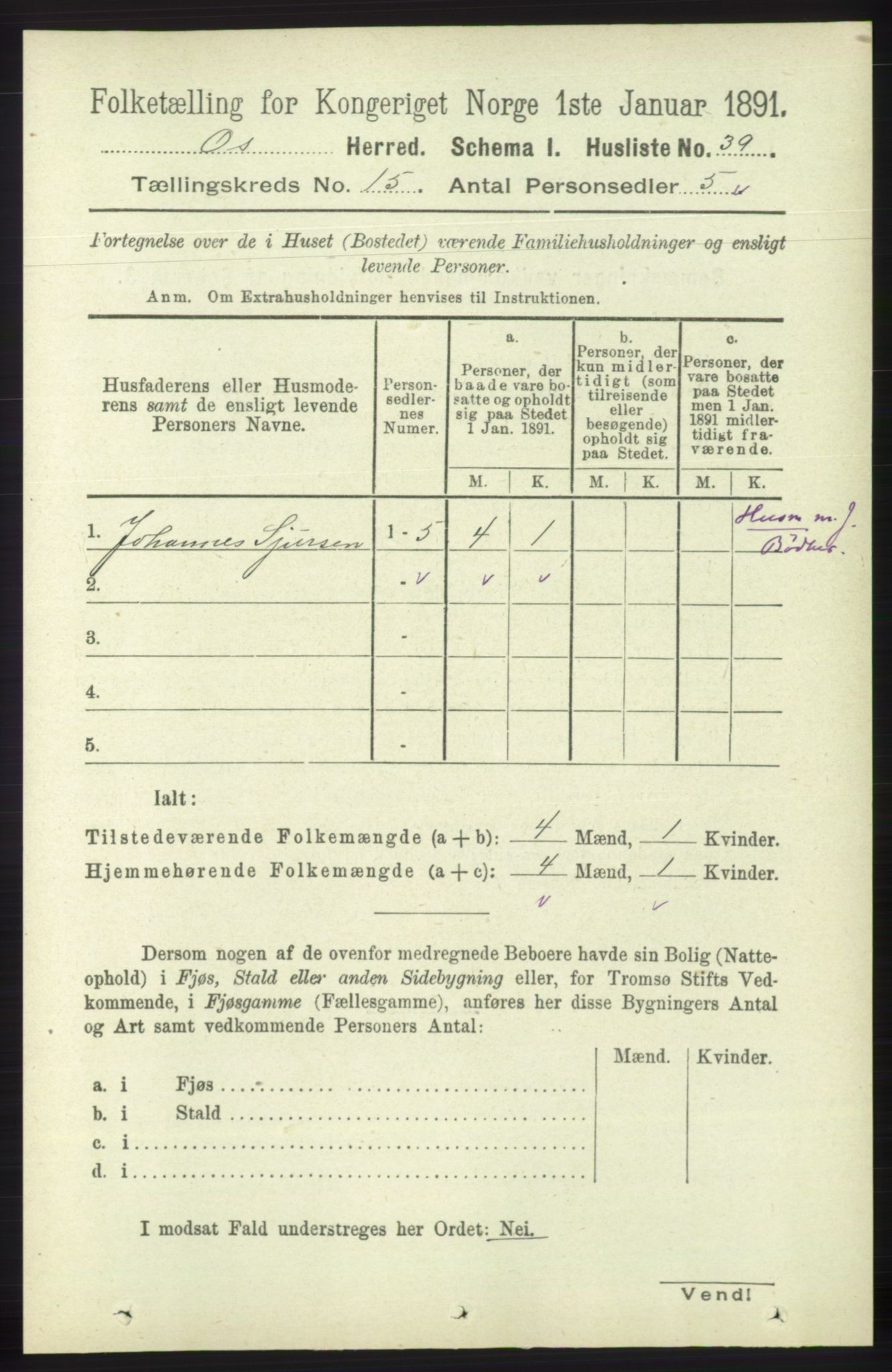 RA, 1891 census for 1243 Os, 1891, p. 3264