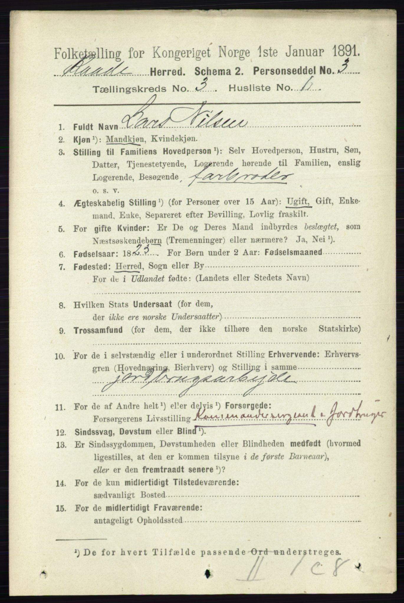 RA, 1891 census for 0135 Råde, 1891, p. 1208