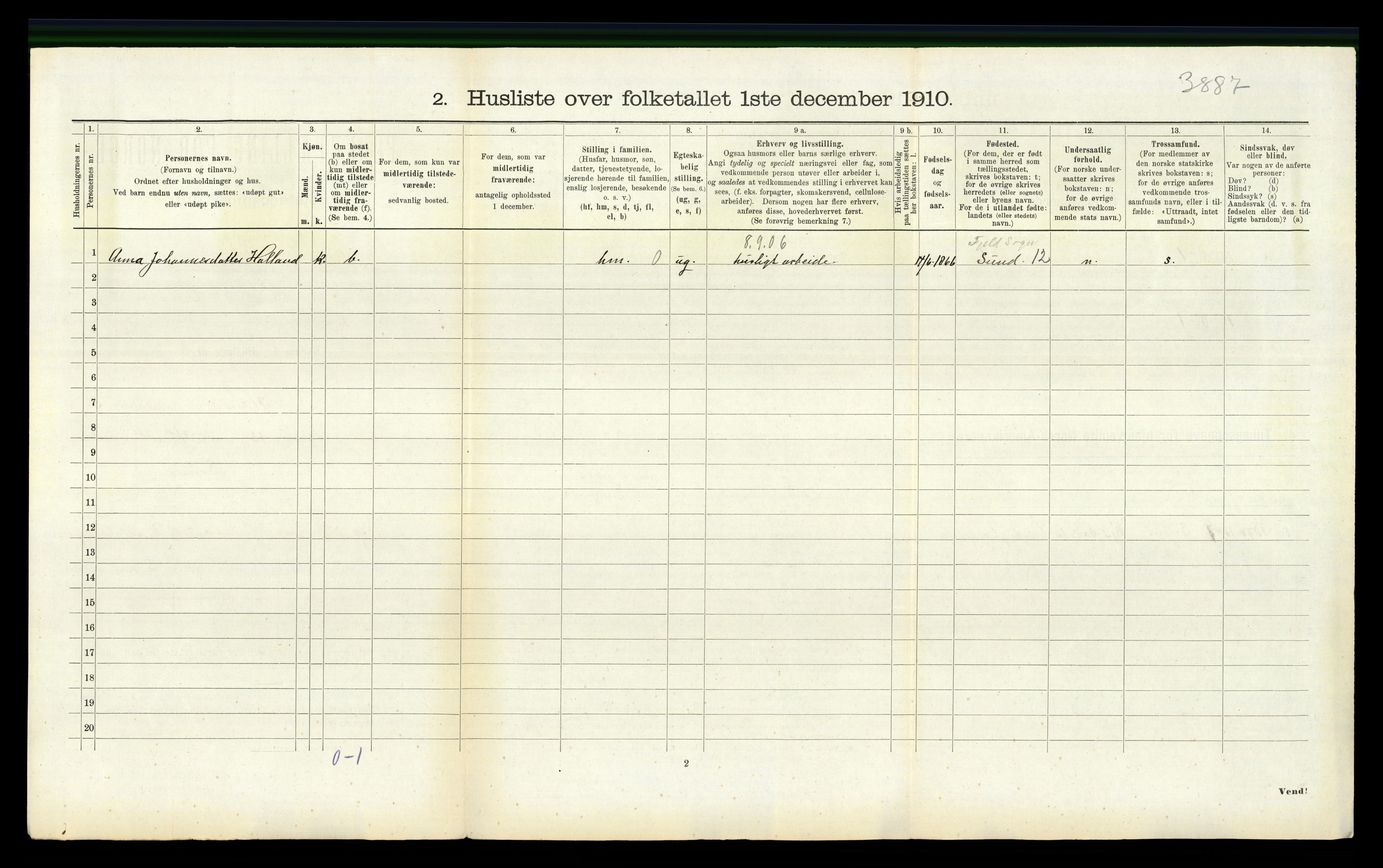 RA, 1910 census for Haus, 1910, p. 335