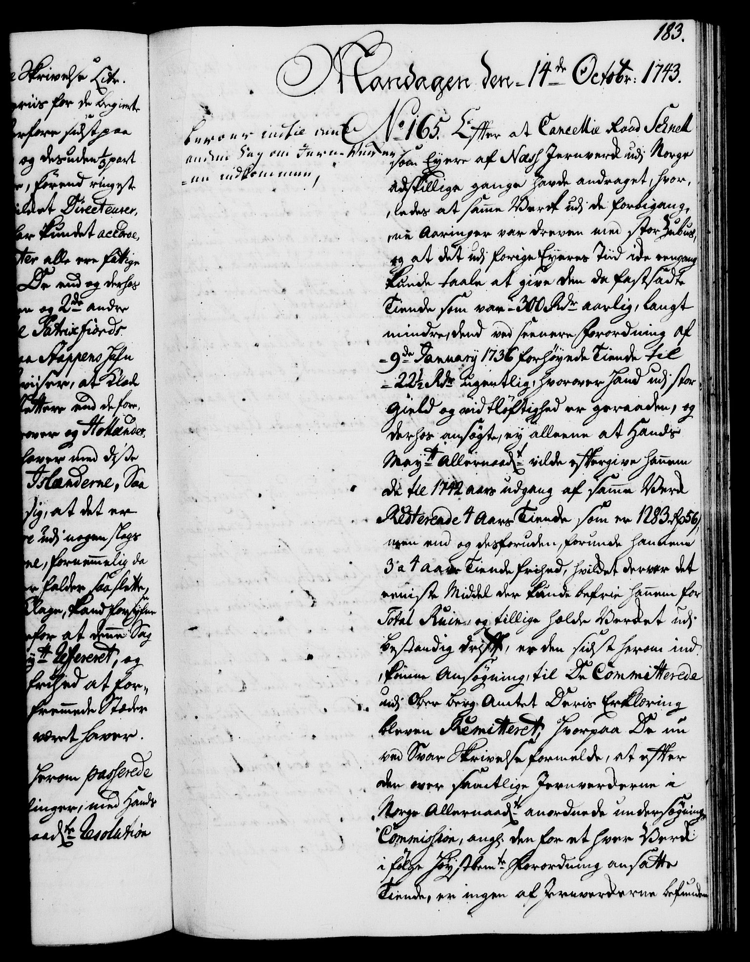 Rentekammeret, Kammerkanselliet, RA/EA-3111/G/Gh/Gha/L0025: Norsk ekstraktmemorialprotokoll (merket RK 53.70), 1743-1744, p. 183
