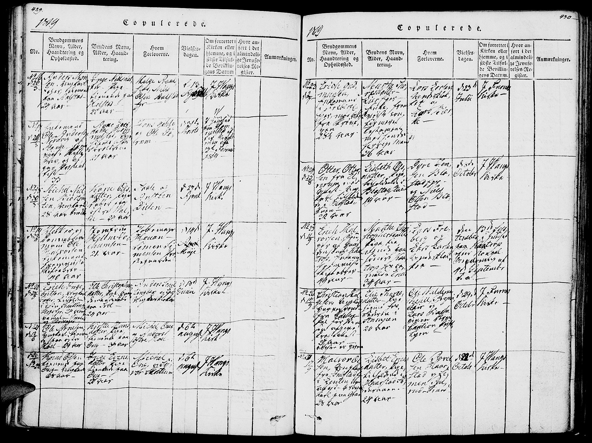 Vang prestekontor, Hedmark, AV/SAH-PREST-008/H/Ha/Haa/L0007: Parish register (official) no. 7, 1813-1826, p. 429-430