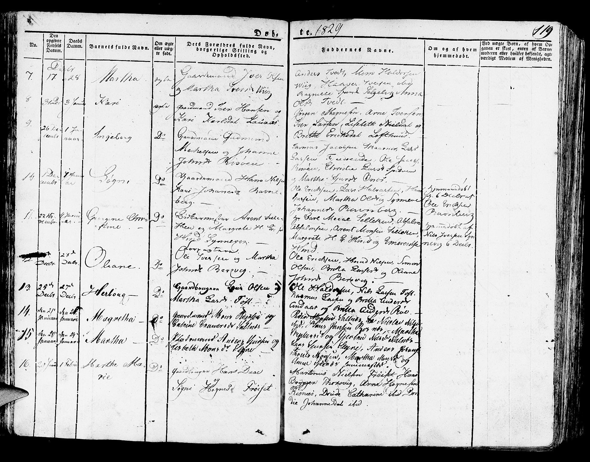 Lindås Sokneprestembete, SAB/A-76701/H/Haa: Parish register (official) no. A 8, 1823-1836, p. 119