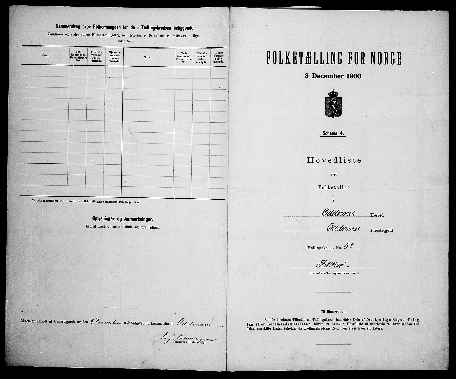 SAK, 1900 census for Oddernes, 1900, p. 51