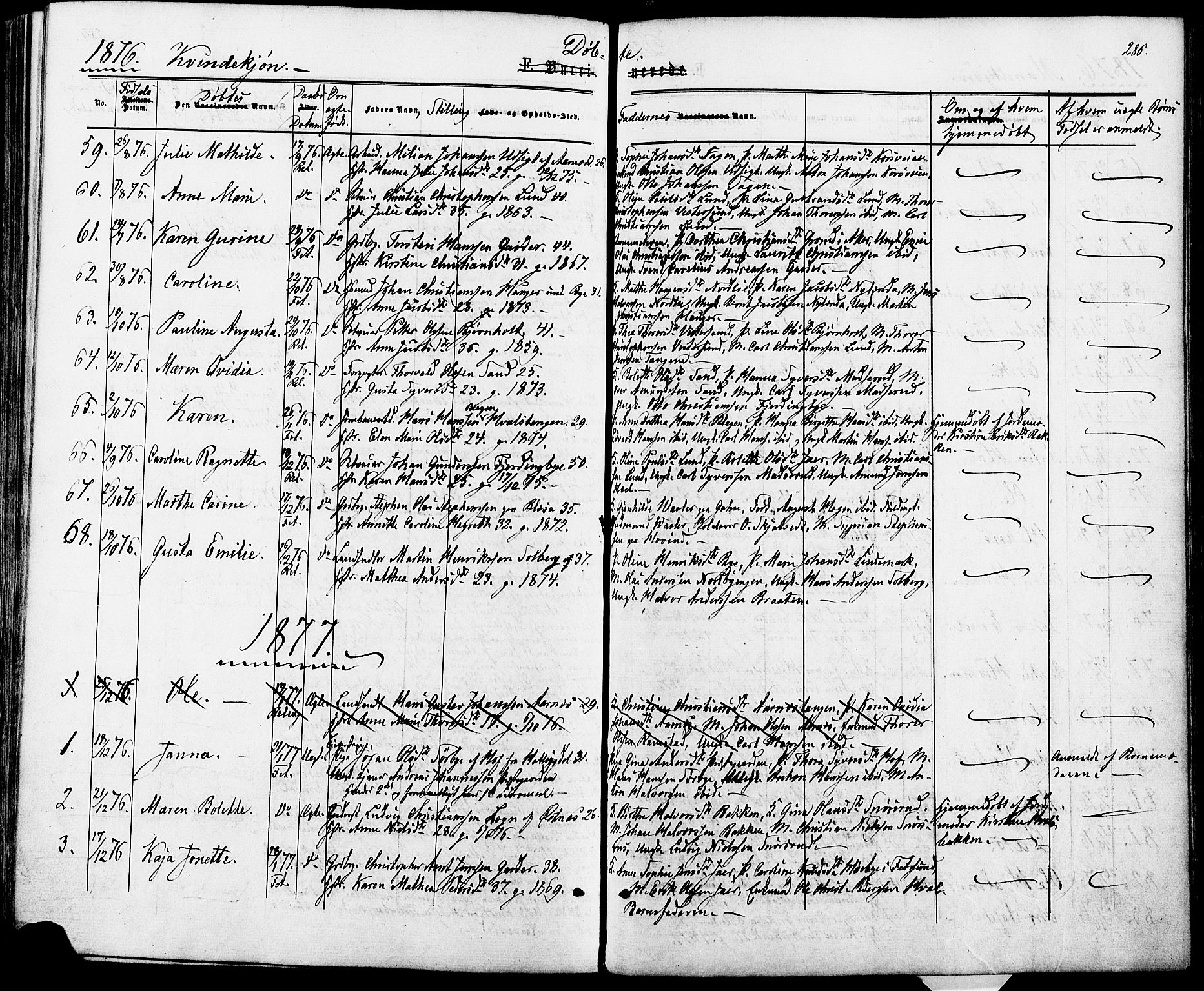 Fet prestekontor Kirkebøker, AV/SAO-A-10370a/F/Fa/L0013: Parish register (official) no. I 13, 1867-1877, p. 285