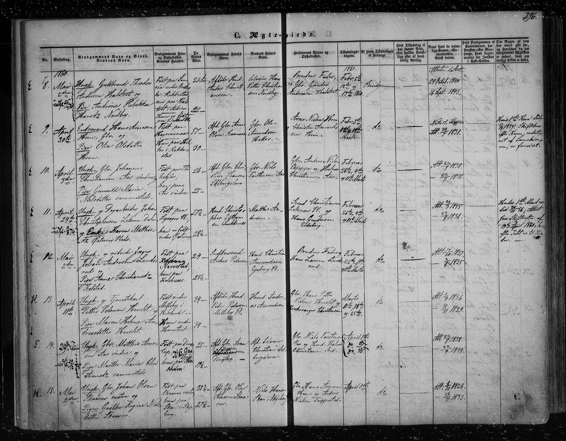 Eidsberg prestekontor Kirkebøker, SAO/A-10905/F/Fa/L0010.b: Parish register (official) no. I 10B, 1857-1866, p. 296