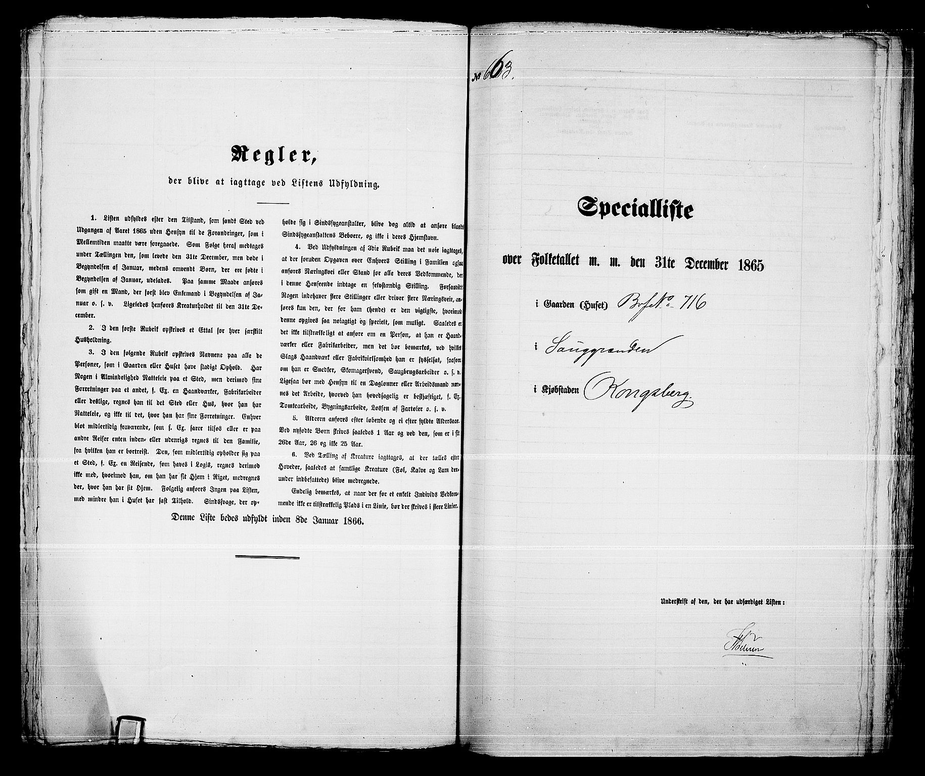 RA, 1865 census for Kongsberg/Kongsberg, 1865, p. 1354