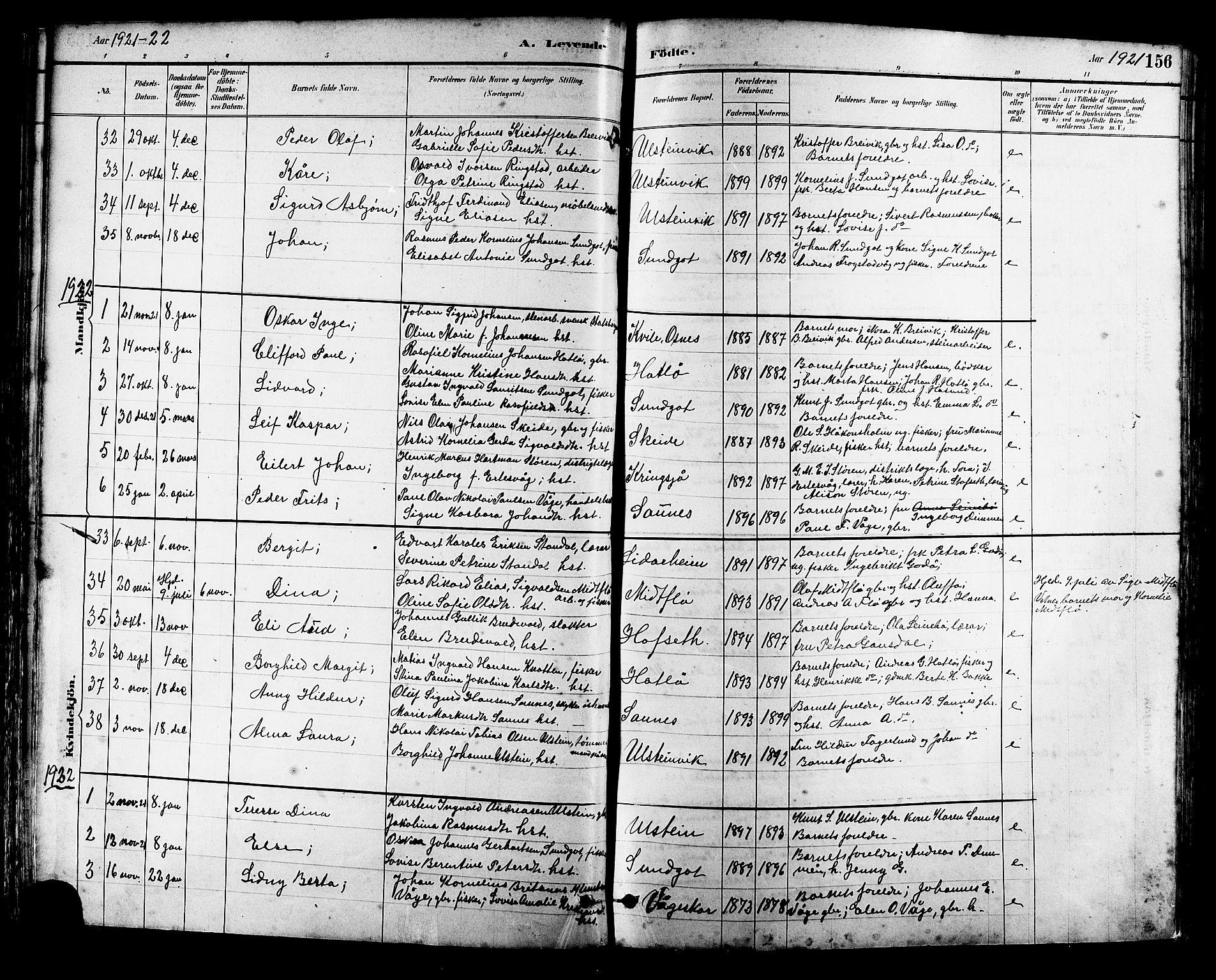 Ministerialprotokoller, klokkerbøker og fødselsregistre - Møre og Romsdal, AV/SAT-A-1454/509/L0112: Parish register (copy) no. 509C02, 1883-1922, p. 156