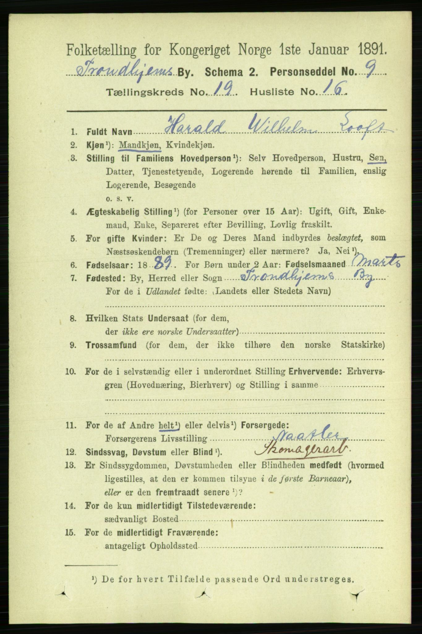 RA, 1891 census for 1601 Trondheim, 1891, p. 14834