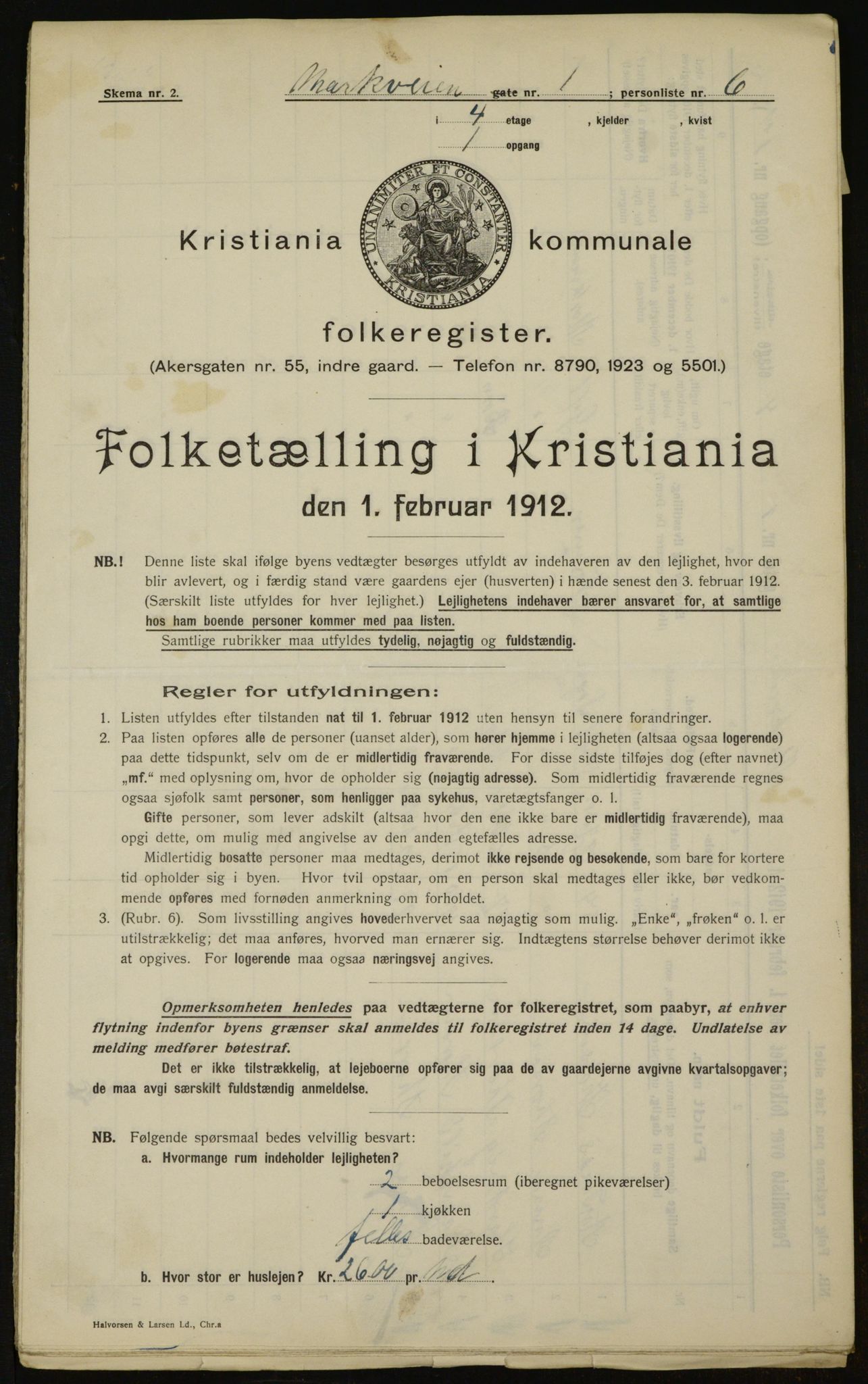 OBA, Municipal Census 1912 for Kristiania, 1912, p. 63368