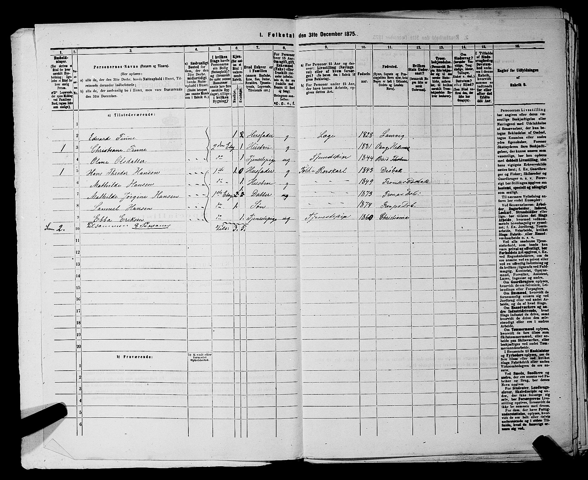 RA, 1875 census for 0203B Drøbak/Drøbak, 1875, p. 353