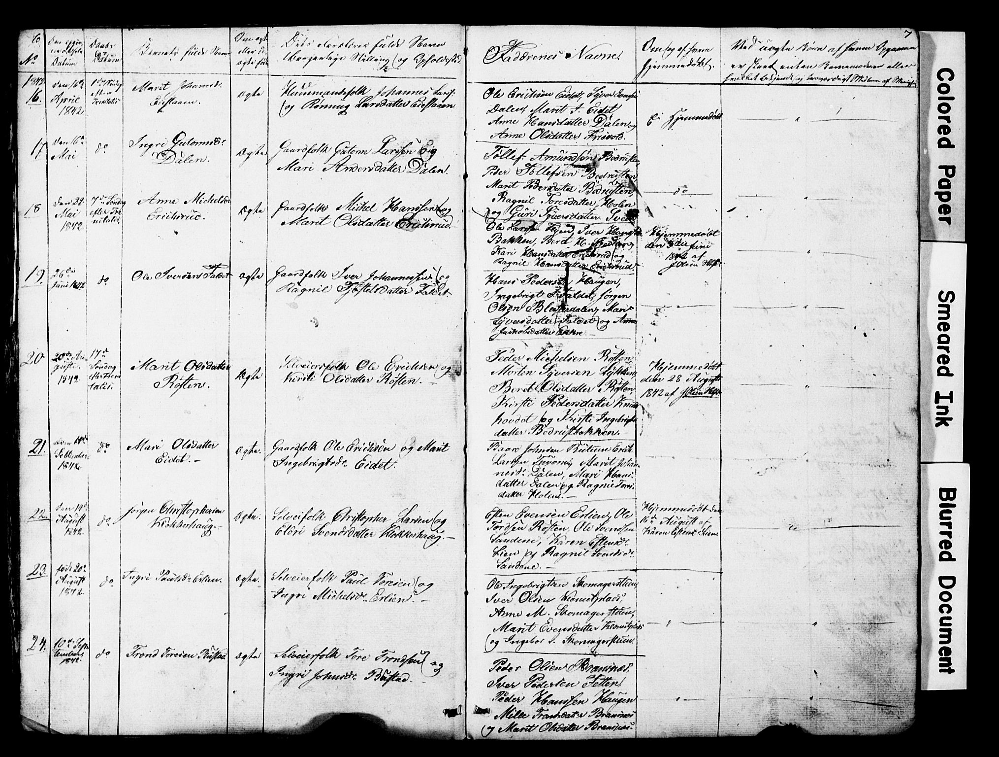 Lesja prestekontor, SAH/PREST-068/H/Ha/Hab/L0014: Parish register (copy) no. 14, 1842-1856, p. 6-7
