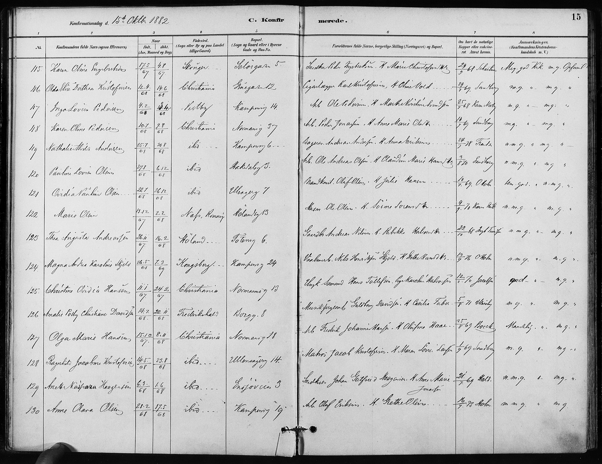 Kampen prestekontor Kirkebøker, SAO/A-10853/F/Fa/L0002: Parish register (official) no. I 2, 1880-1888, p. 15