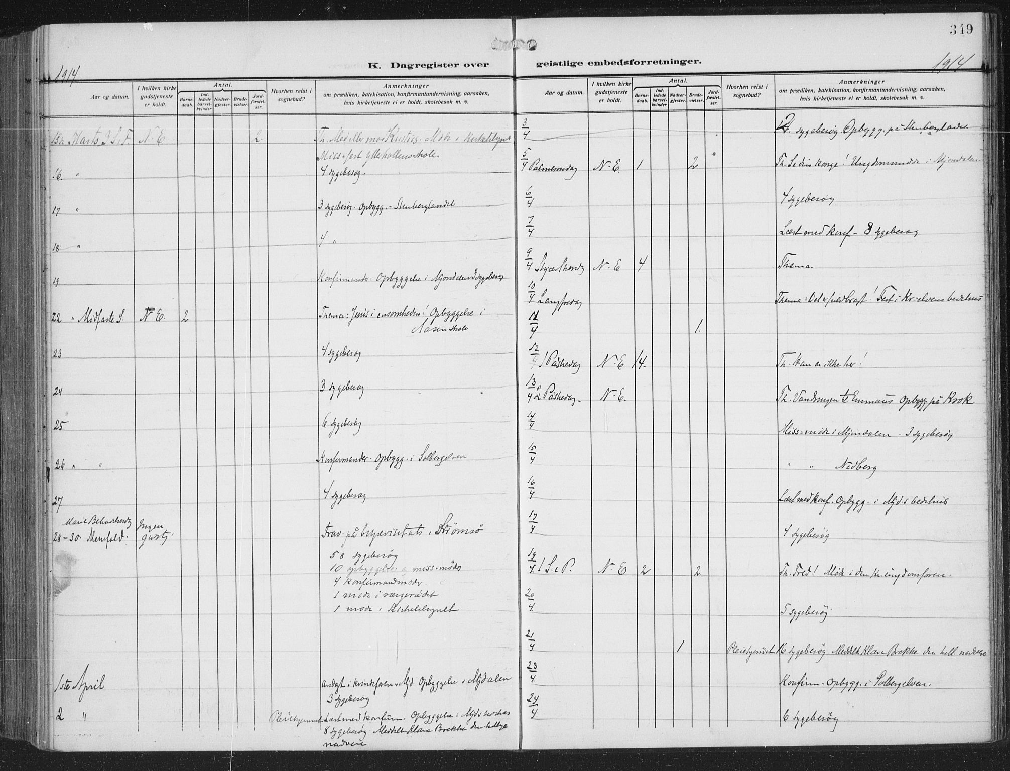 Nedre Eiker kirkebøker, SAKO/A-612/F/Fa/L0007: Parish register (official) no. 7, 1912-1918, p. 349