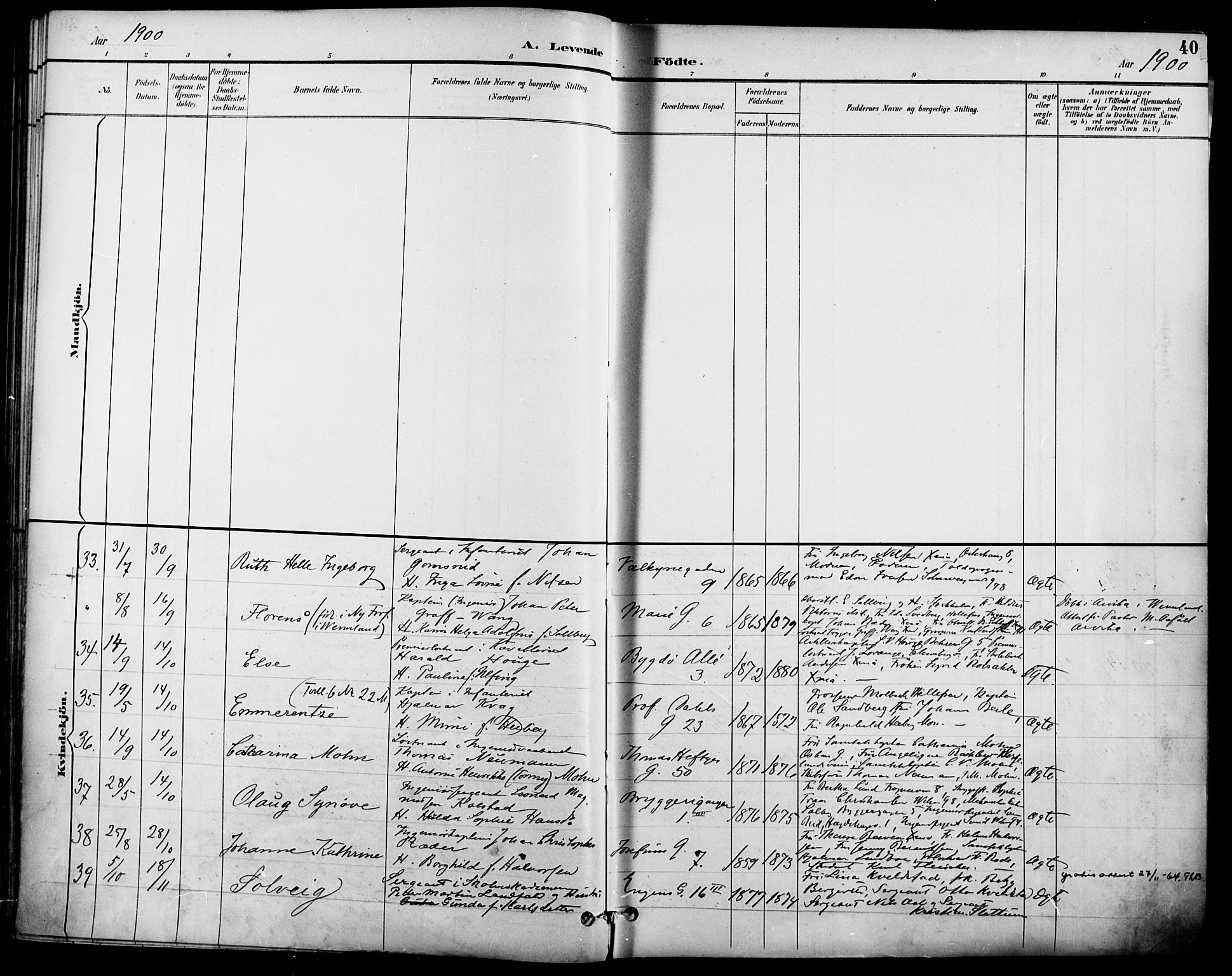 Garnisonsmenigheten Kirkebøker, SAO/A-10846/F/Fa/L0013: Parish register (official) no. 13, 1894-1904, p. 40
