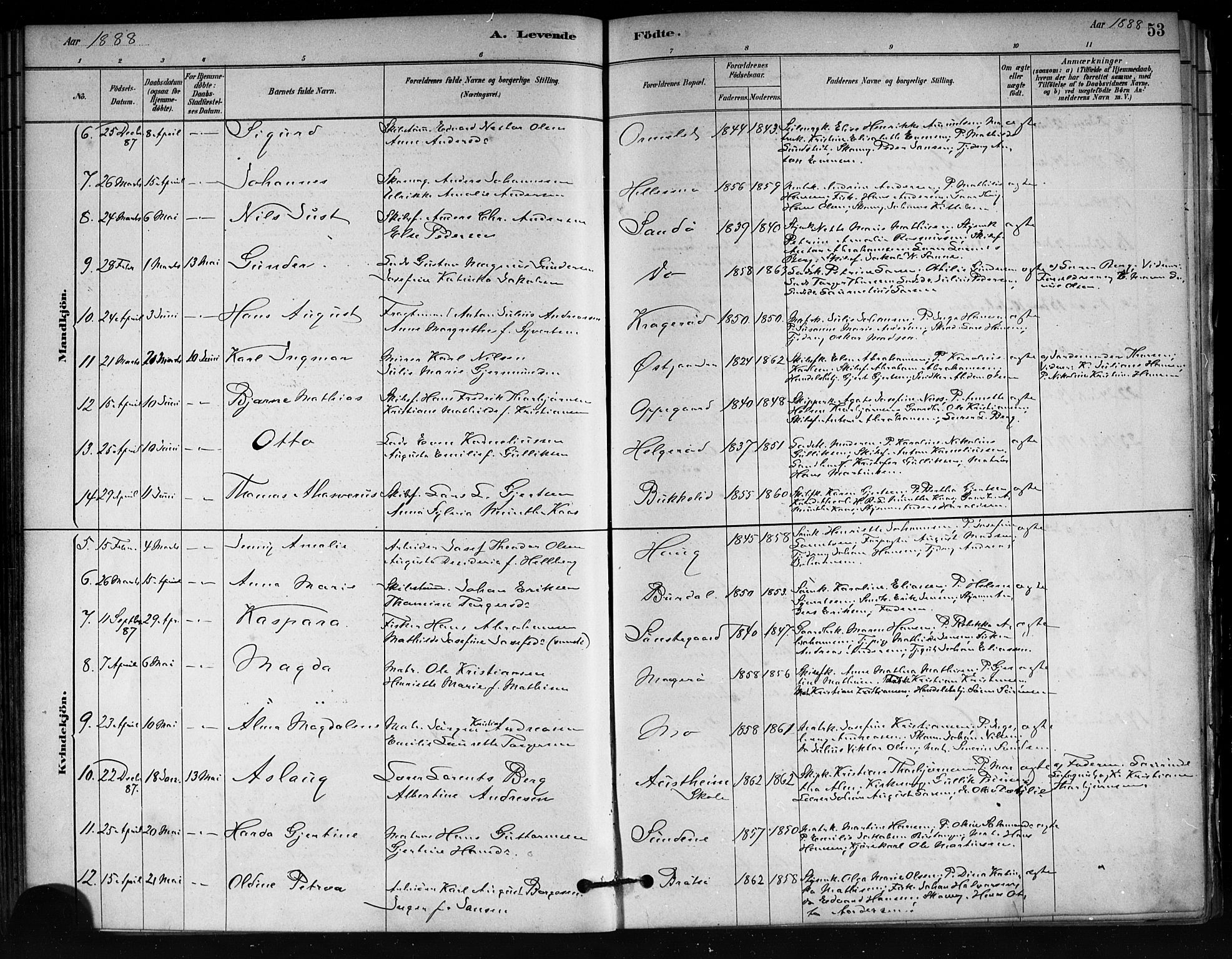 Tjøme kirkebøker, AV/SAKO-A-328/F/Fa/L0001: Parish register (official) no. I 1, 1879-1890, p. 53