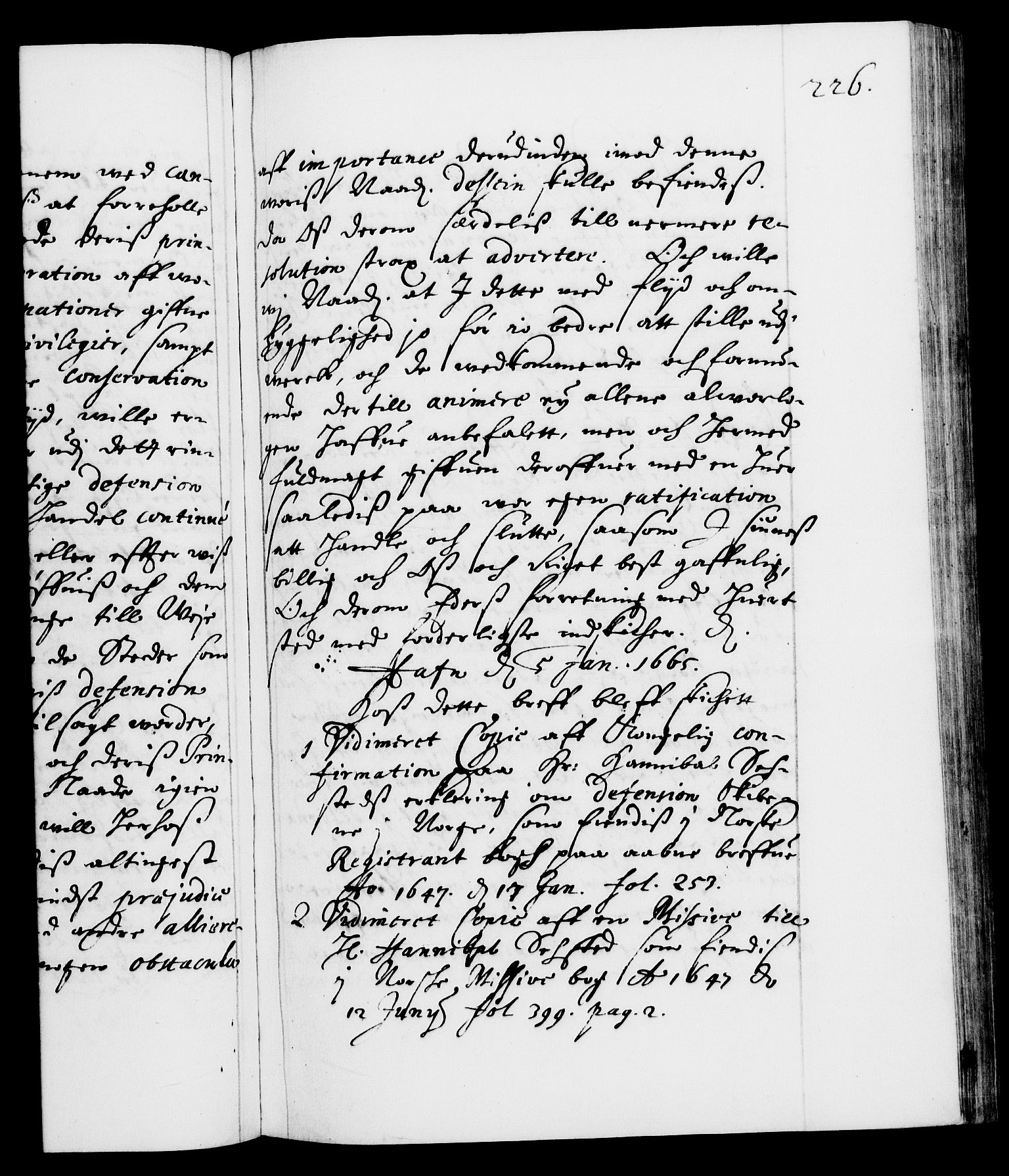 Danske Kanselli 1572-1799, AV/RA-EA-3023/F/Fc/Fca/Fcab/L0011: Norske tegnelser (mikrofilm), 1660-1670, p. 226a