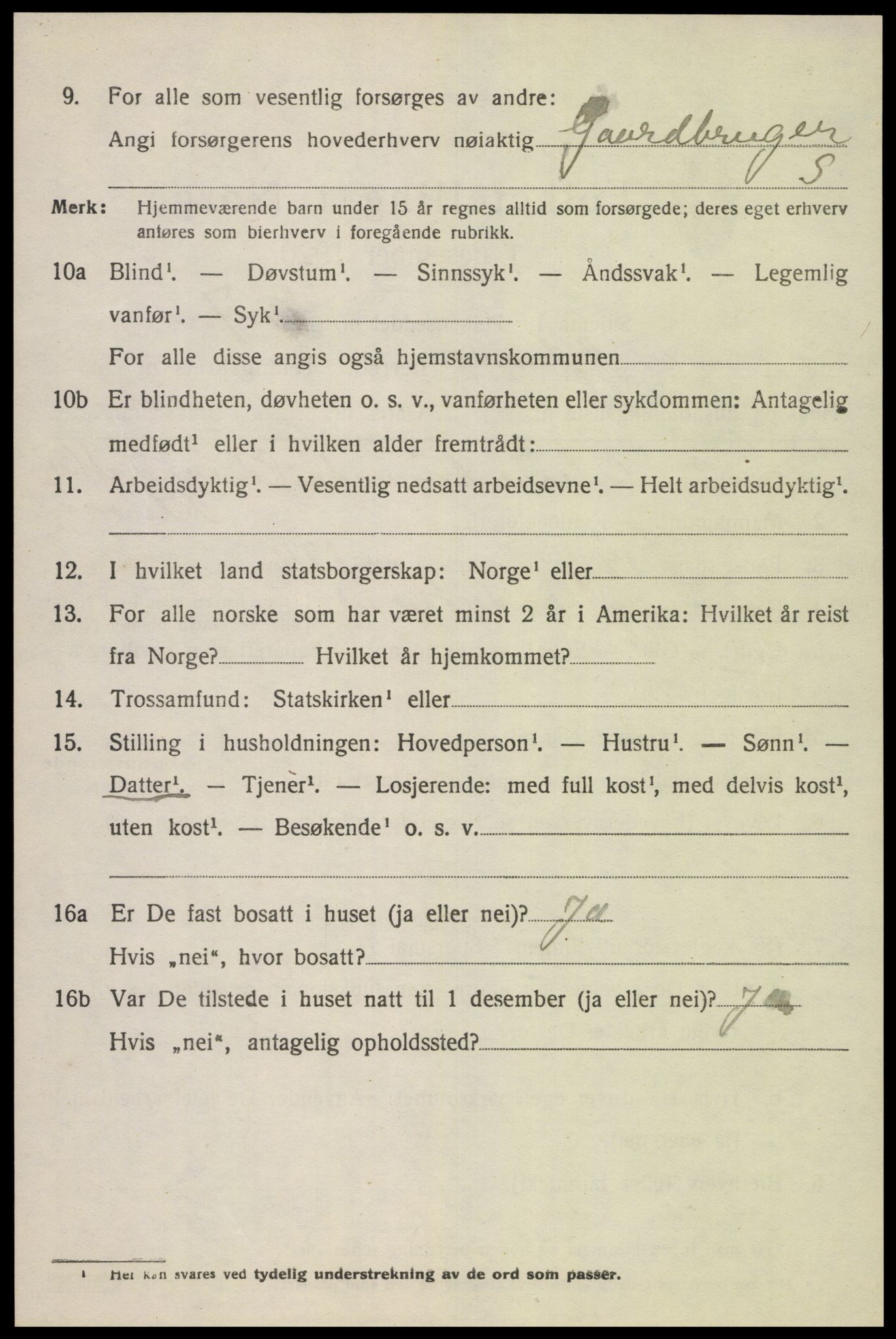 SAK, 1920 census for Gyland, 1920, p. 2435
