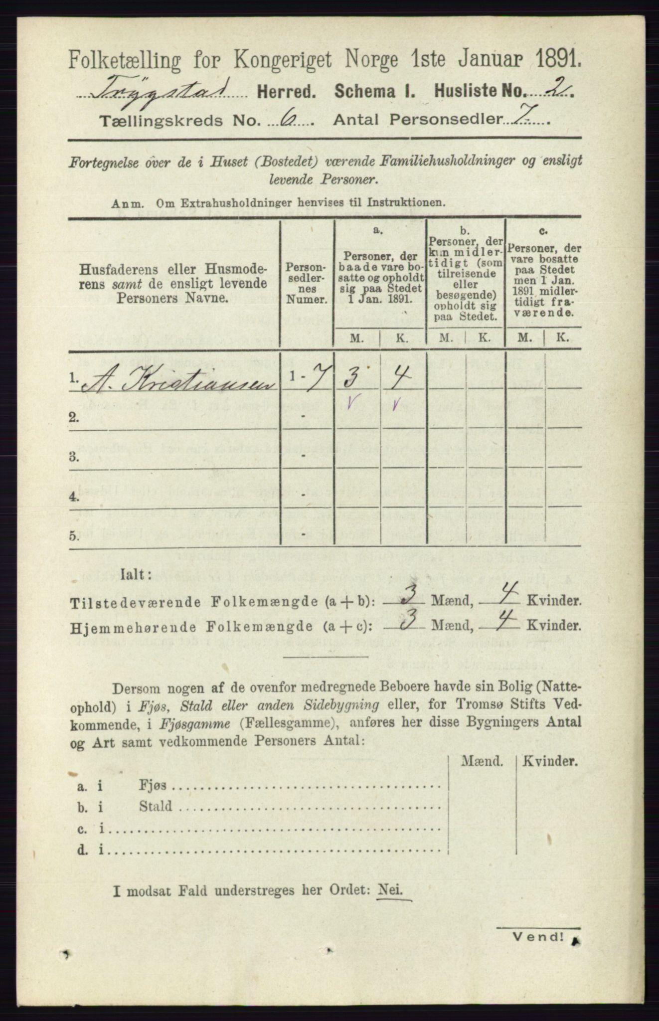 RA, 1891 Census for 0122 Trøgstad, 1891, p. 2425