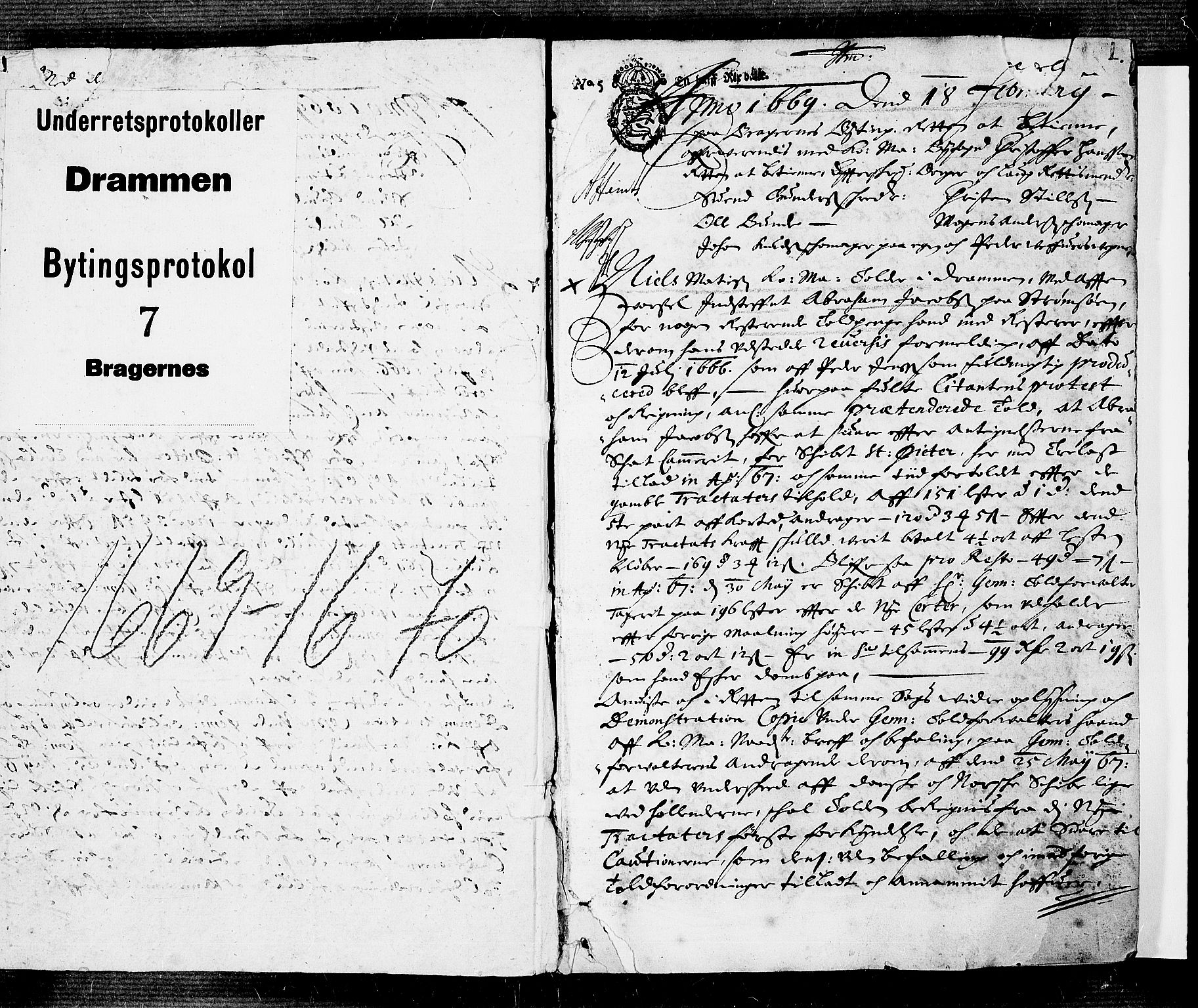 Drammen byfogd, AV/SAKO-A-222/F/Fa/L0007: Tingbok for Bragernes og Strømsø, 1669-1670, p. 0b-1a