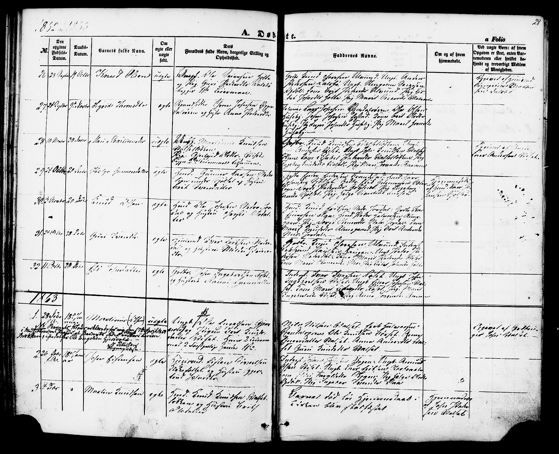 Ministerialprotokoller, klokkerbøker og fødselsregistre - Møre og Romsdal, AV/SAT-A-1454/588/L1004: Parish register (official) no. 588A01, 1854-1870, p. 28