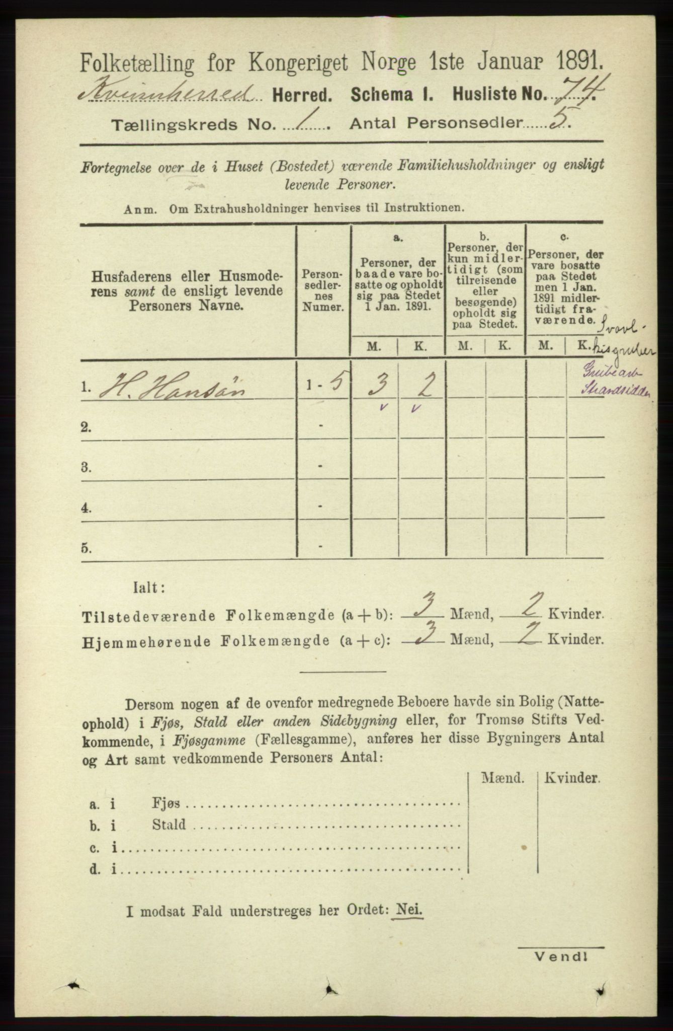 RA, 1891 census for 1224 Kvinnherad, 1891, p. 115