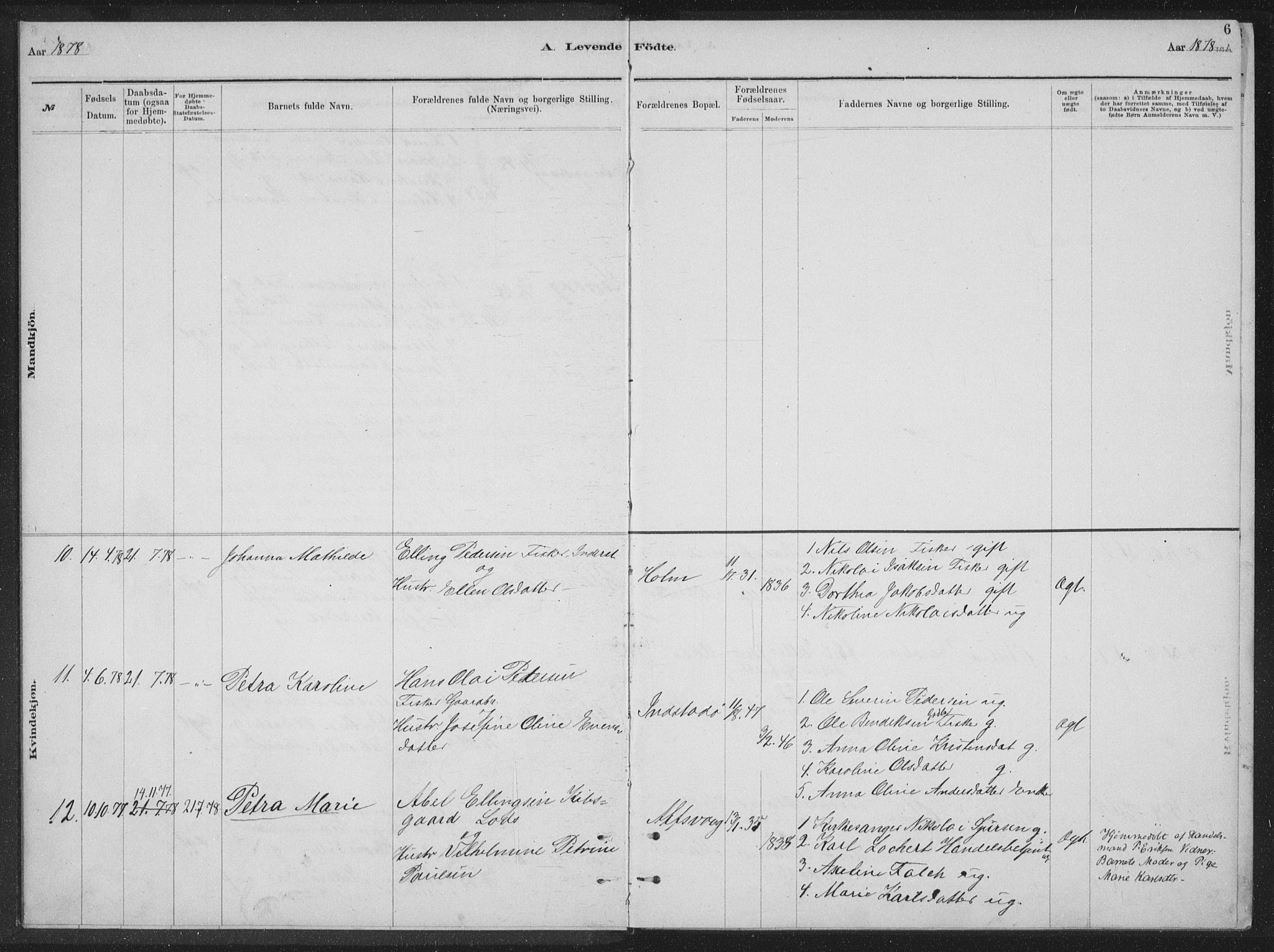 Ministerialprotokoller, klokkerbøker og fødselsregistre - Nordland, AV/SAT-A-1459/894/L1359: Parish register (copy) no. 894C02, 1877-1884, p. 6