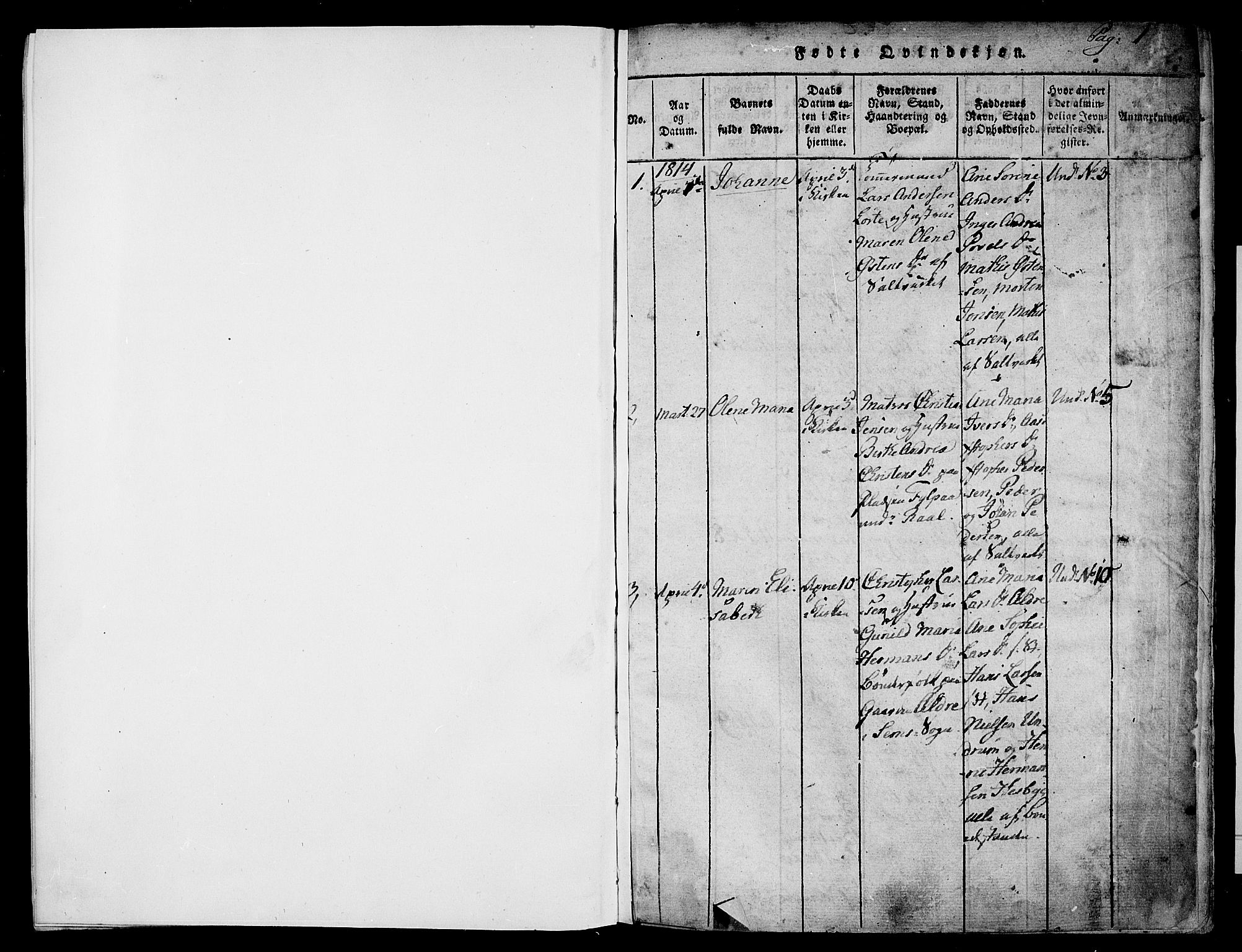 Sem kirkebøker, SAKO/A-5/F/Fa/L0004: Parish register (official) no. I 4, 1814-1825, p. 0-1