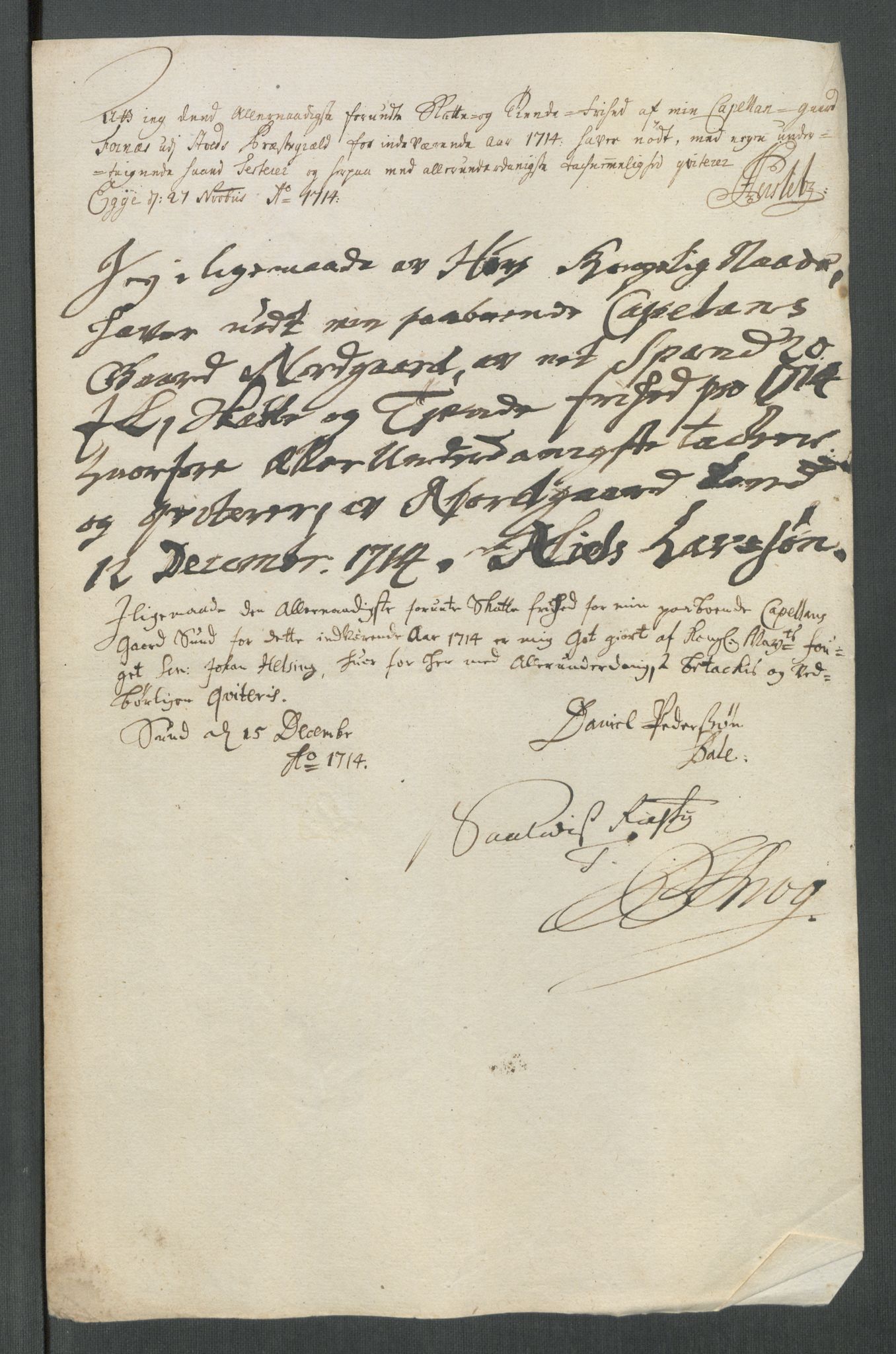 Rentekammeret inntil 1814, Reviderte regnskaper, Fogderegnskap, RA/EA-4092/R63/L4322: Fogderegnskap Inderøy, 1714, p. 312