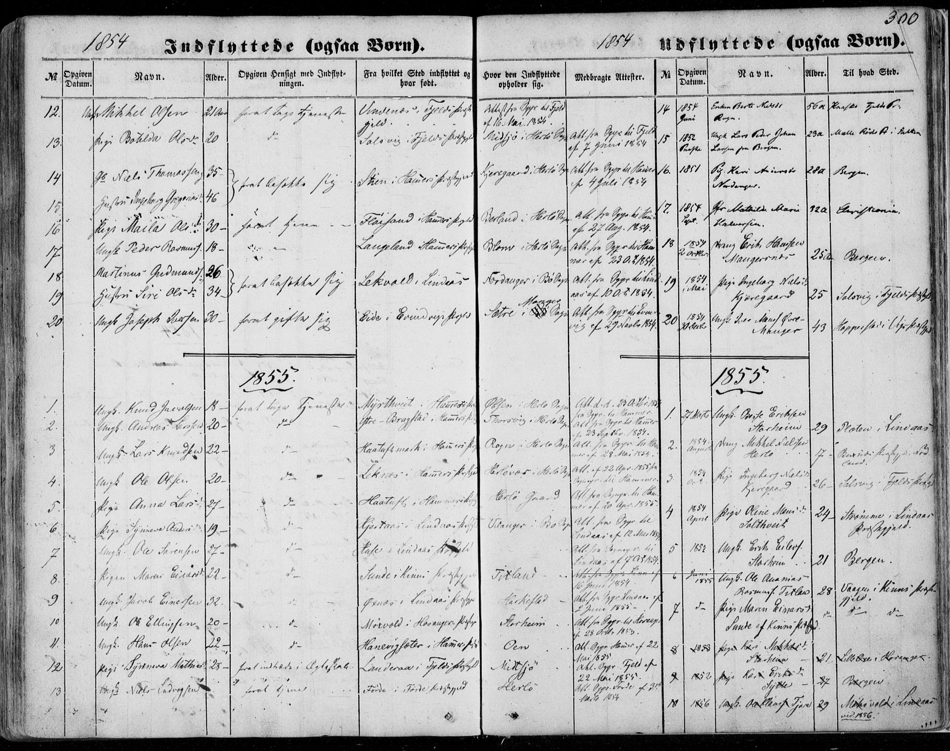 Manger sokneprestembete, SAB/A-76801/H/Haa: Parish register (official) no. A 6, 1849-1859, p. 300