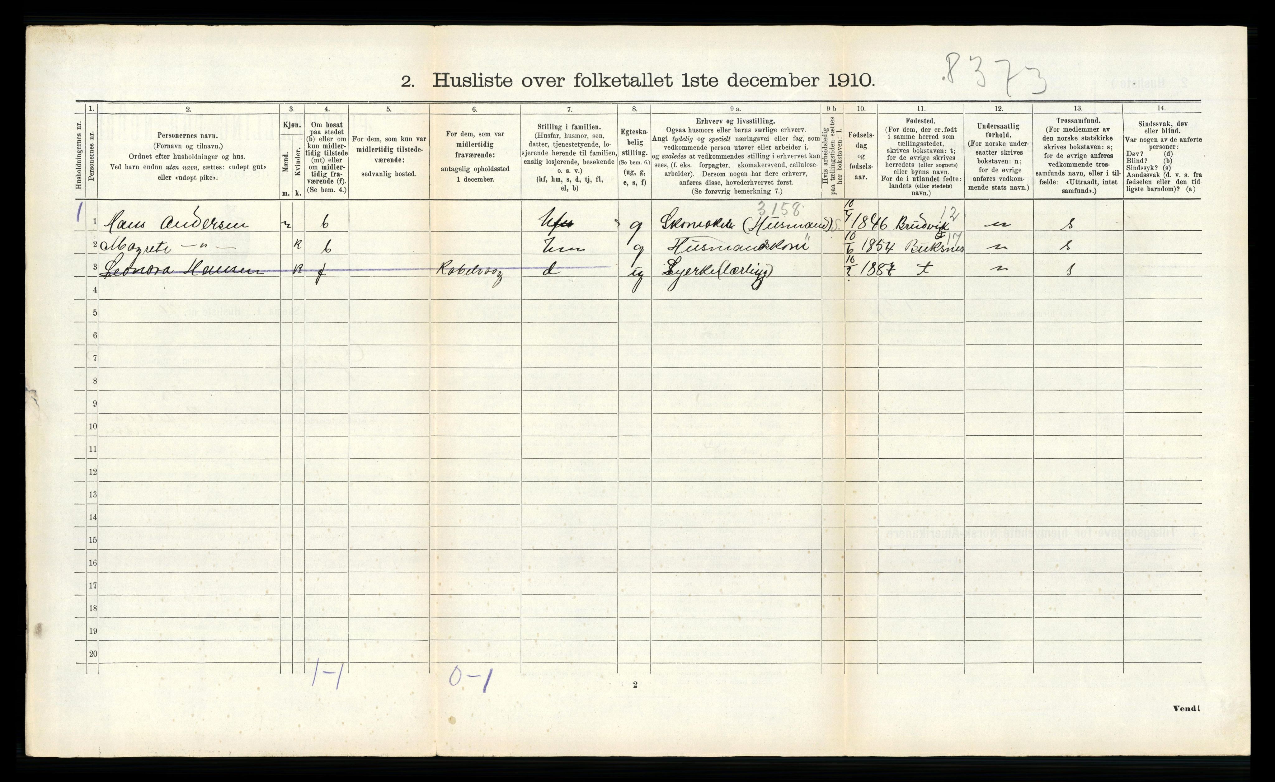 RA, 1910 census for Gimsøy, 1910, p. 266