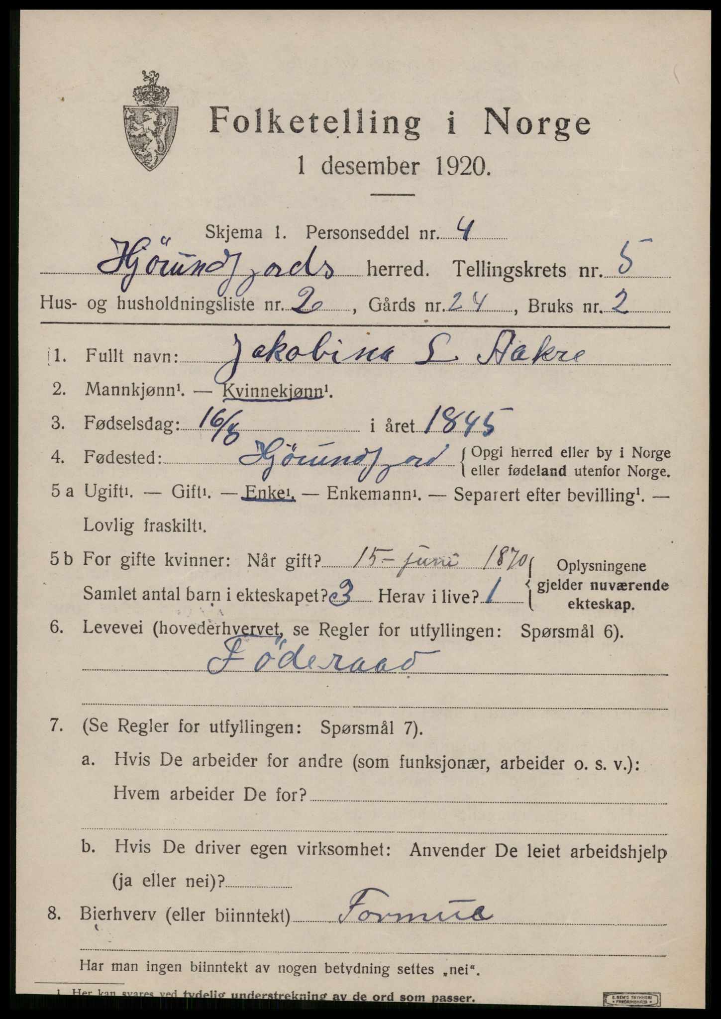SAT, 1920 census for Hjørundfjord, 1920, p. 1817