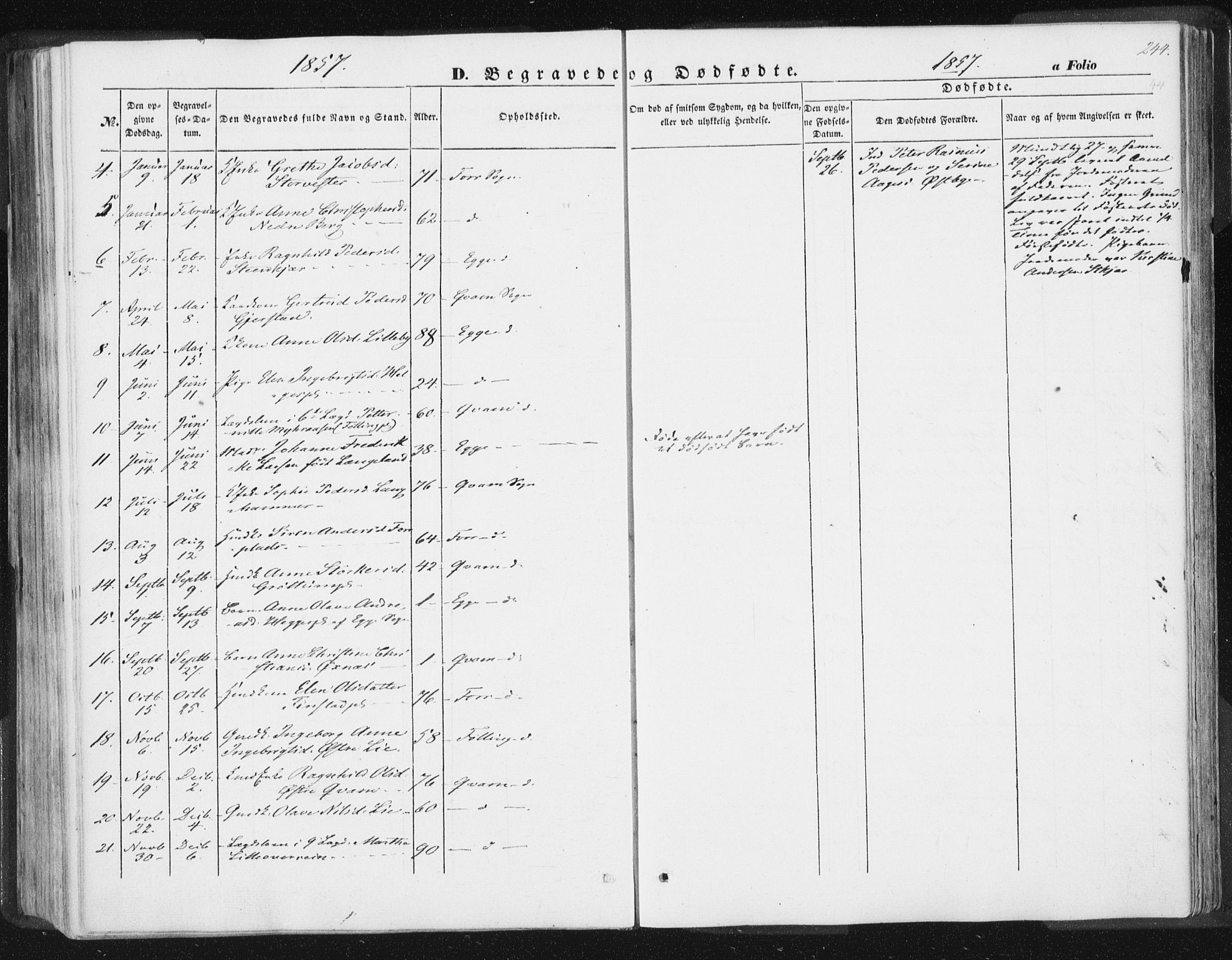 Ministerialprotokoller, klokkerbøker og fødselsregistre - Nord-Trøndelag, SAT/A-1458/746/L0446: Parish register (official) no. 746A05, 1846-1859, p. 244