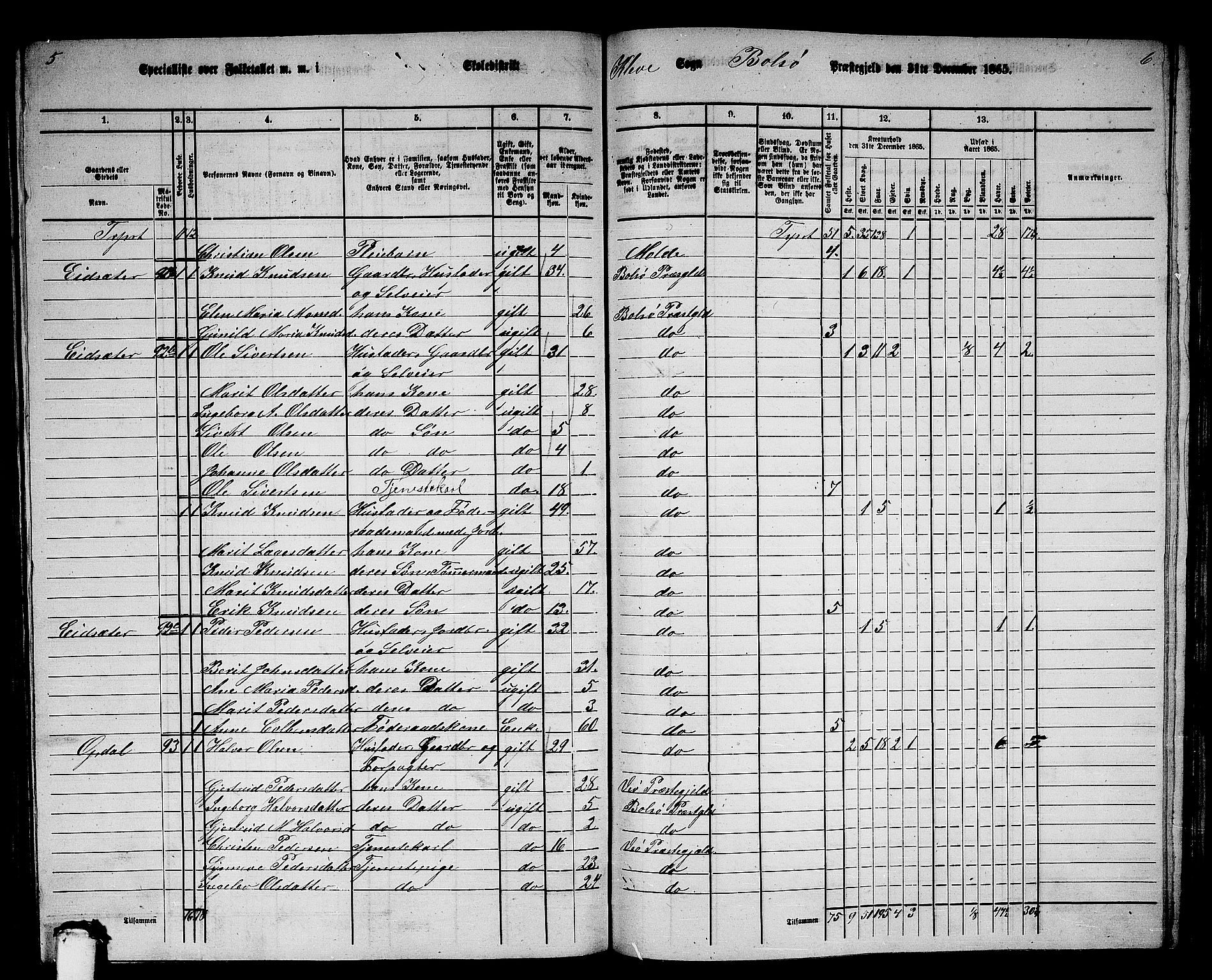 RA, 1865 census for Bolsøy, 1865, p. 87