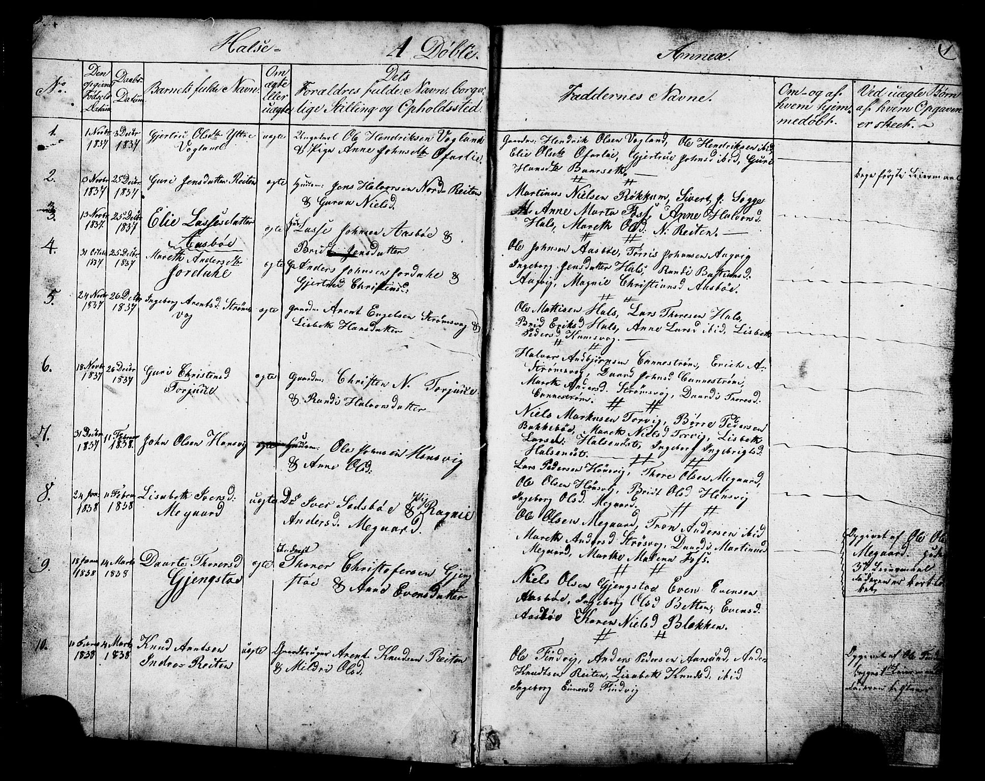 Ministerialprotokoller, klokkerbøker og fødselsregistre - Møre og Romsdal, SAT/A-1454/576/L0890: Parish register (copy) no. 576C01, 1837-1908, p. 1