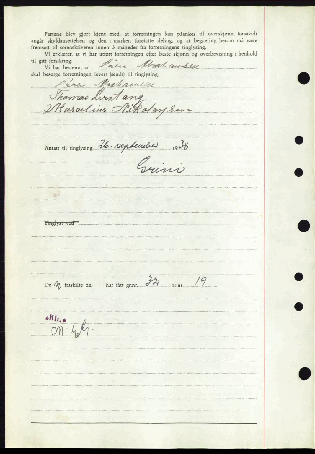 Bamble sorenskriveri, AV/SAKO-A-214/G/Ga/Gag/L0002: Mortgage book no. A-2, 1937-1938, Diary no: : 854/1938