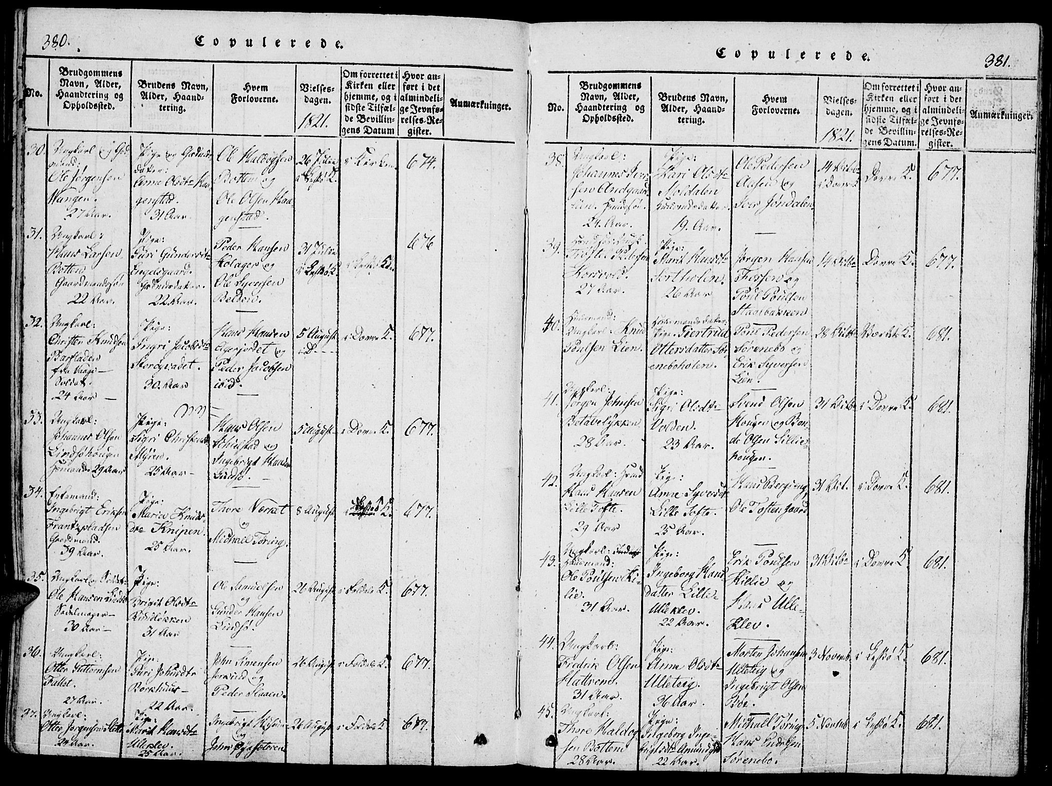 Lesja prestekontor, AV/SAH-PREST-068/H/Ha/Haa/L0004: Parish register (official) no. 4, 1820-1829, p. 380-381