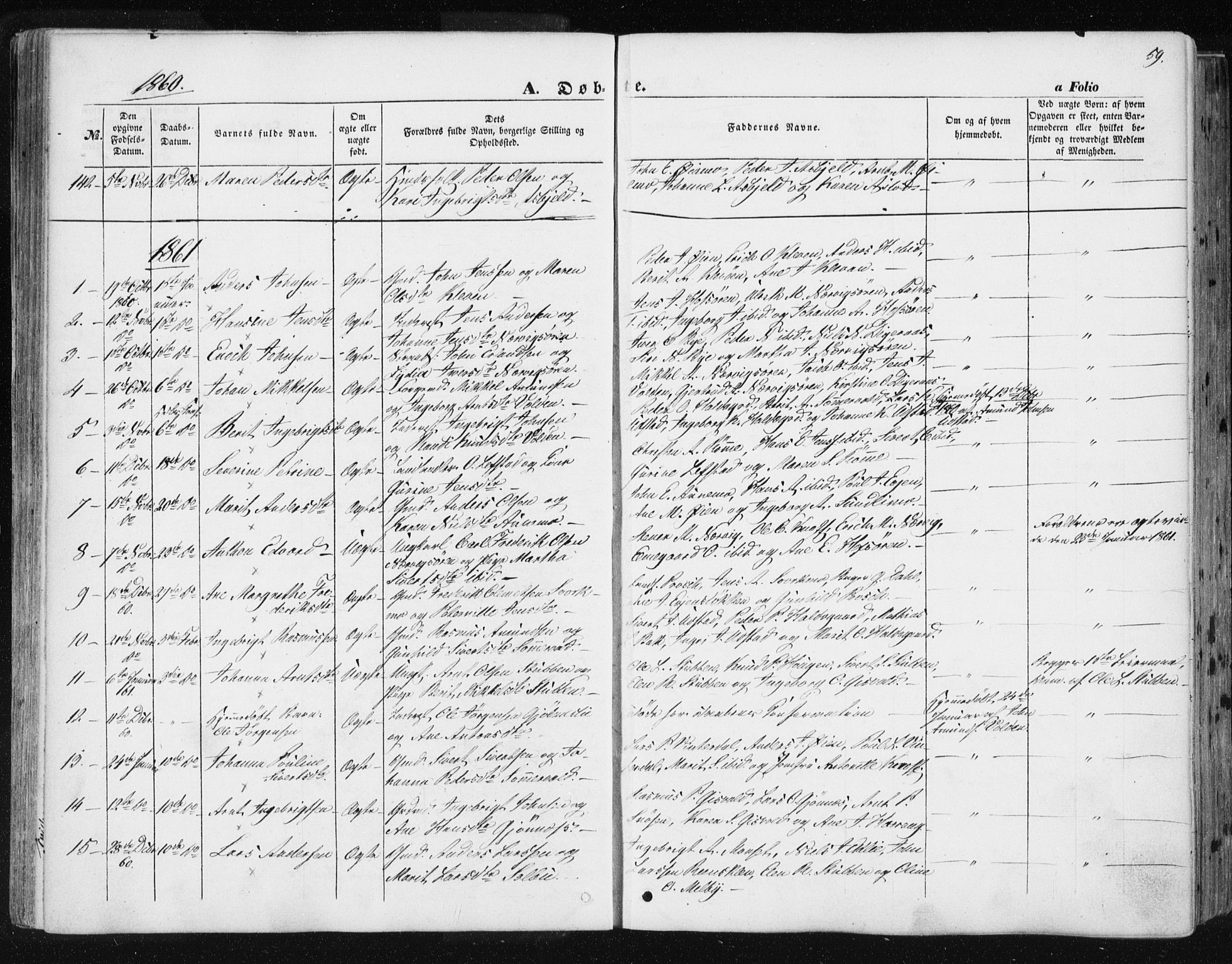 Ministerialprotokoller, klokkerbøker og fødselsregistre - Sør-Trøndelag, SAT/A-1456/668/L0806: Parish register (official) no. 668A06, 1854-1869, p. 59