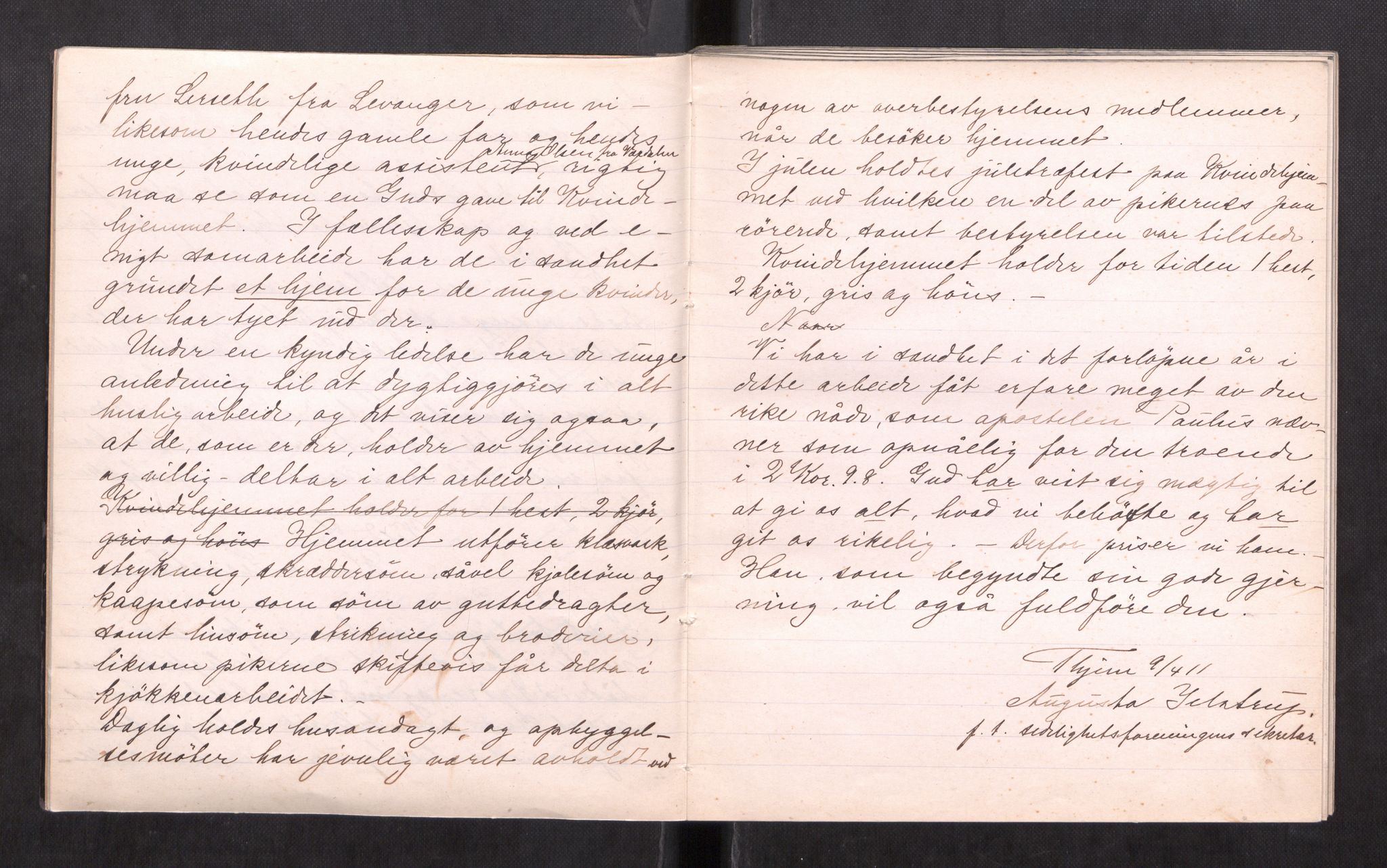 Kvindehjemmet i Trondhjem - Magdalenastiftelsen, AV/SAT-PA-0323/F/L0003: Årsrapporter for Trondhjems Kvindehjem, 1909-1911